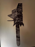 Handmade Ponderosa Pine Chainsaw Outline Tree Print 18x24