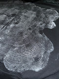Red Cedar Hoodie Hand-pressed, Tree Ring Art, Black-2XL