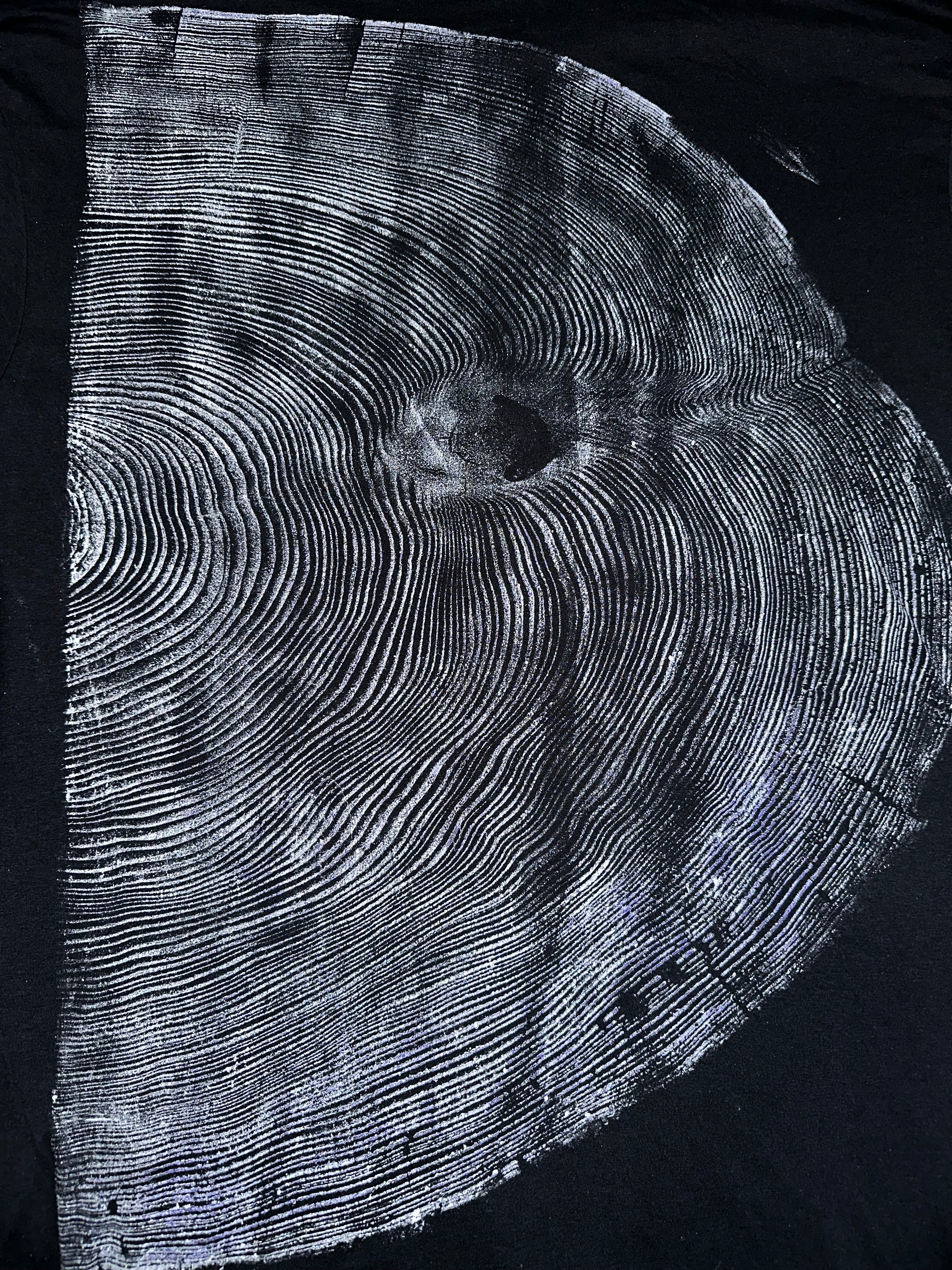 Coastal Redwood T-Shirt Hand-pressed, Tree Ring Art, Black-2X