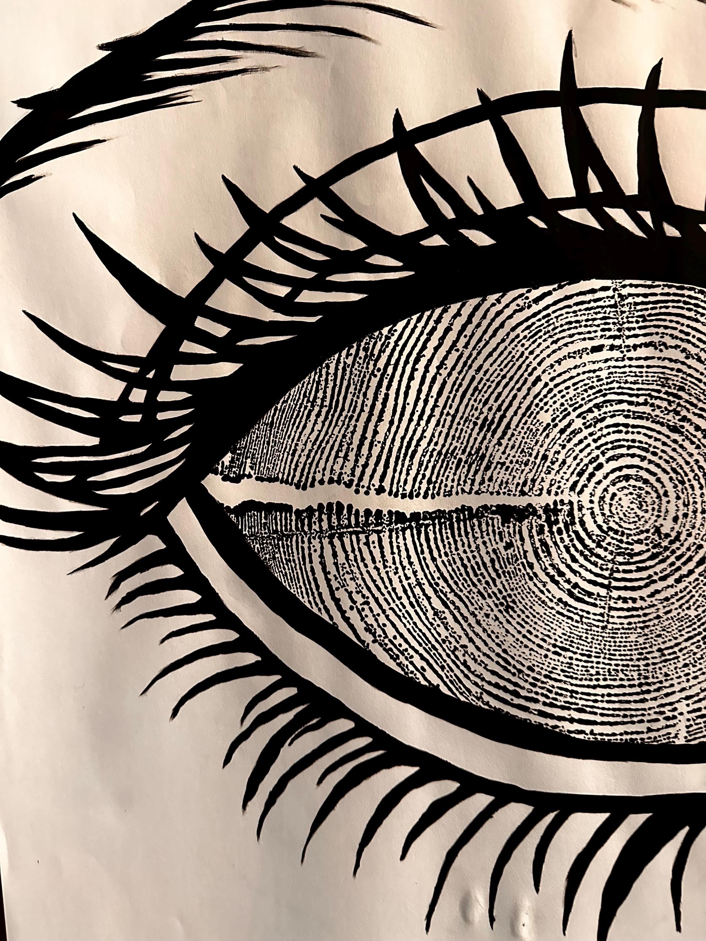Redwood Tree Ring Eye-Ball Print 18x24 (Original Handmade)