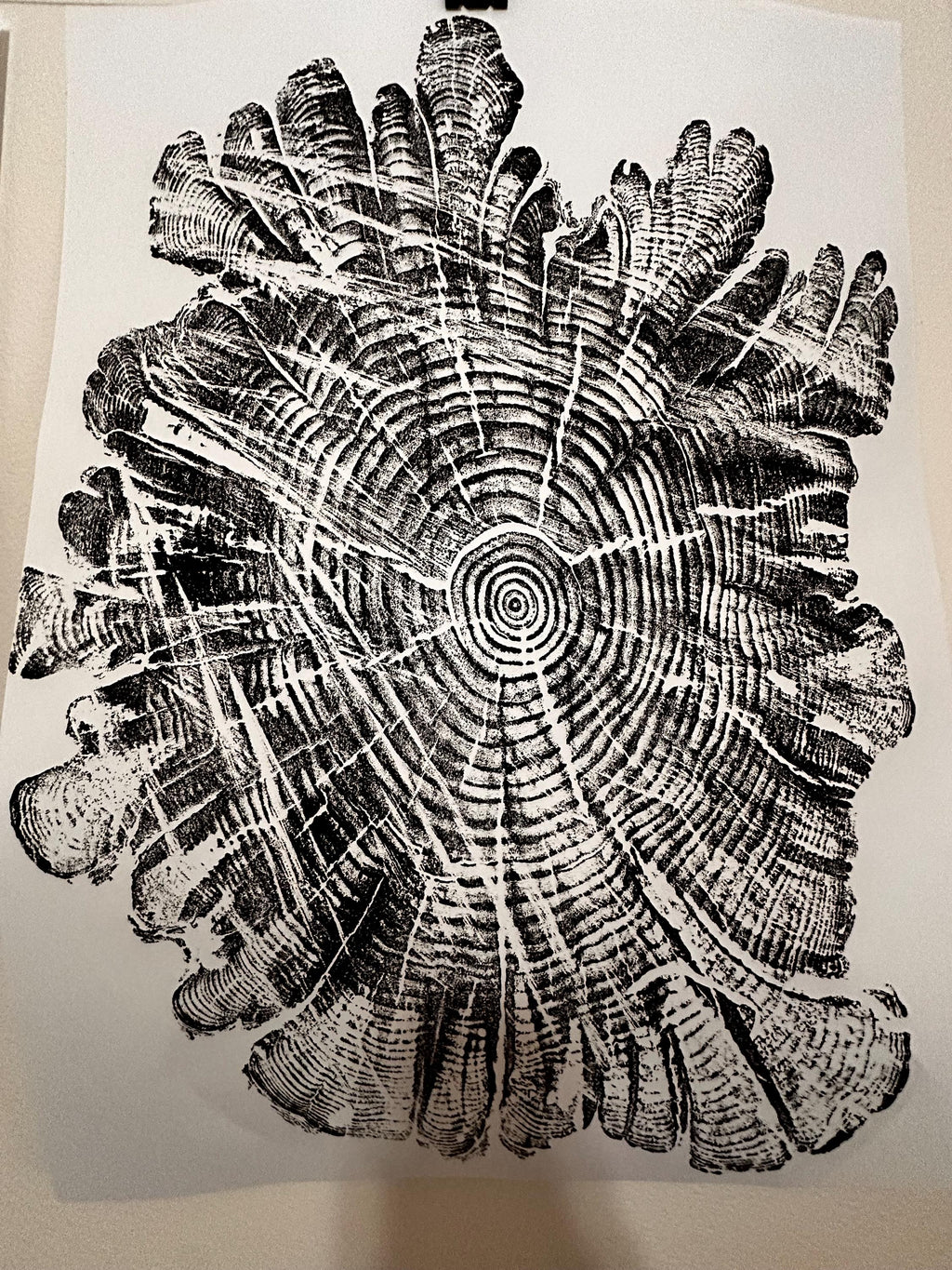 Handmade Hardwood Tree Print 18x24 with saw marks
