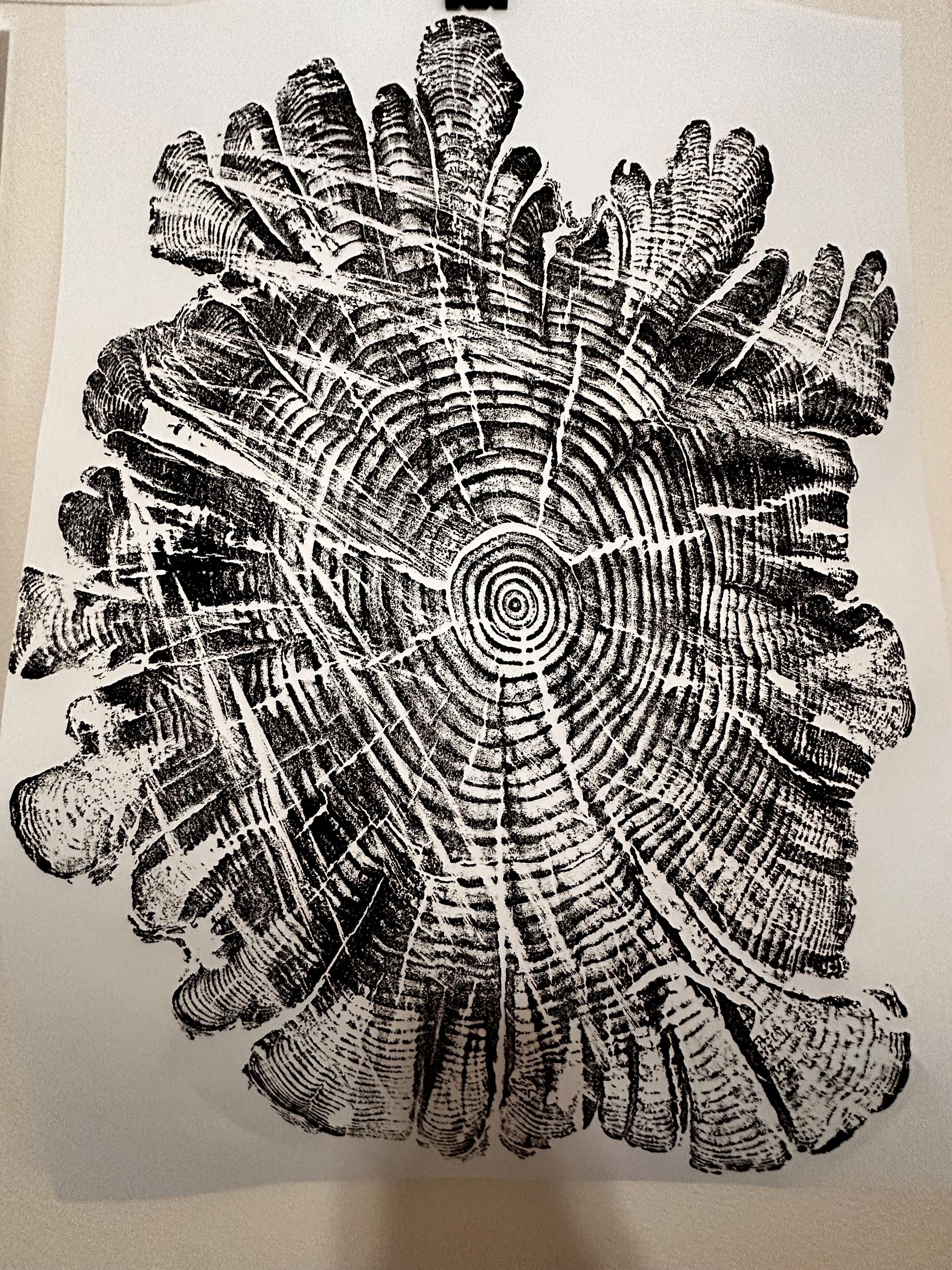 Handmade Hardwood Tree Print 18x24 with saw marks