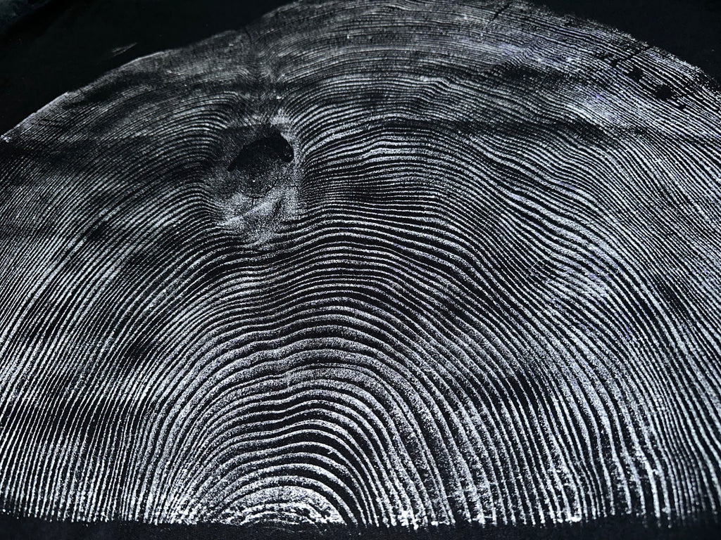 Coastal Redwood T-Shirt Hand-pressed, Tree Ring Art, Black-2X