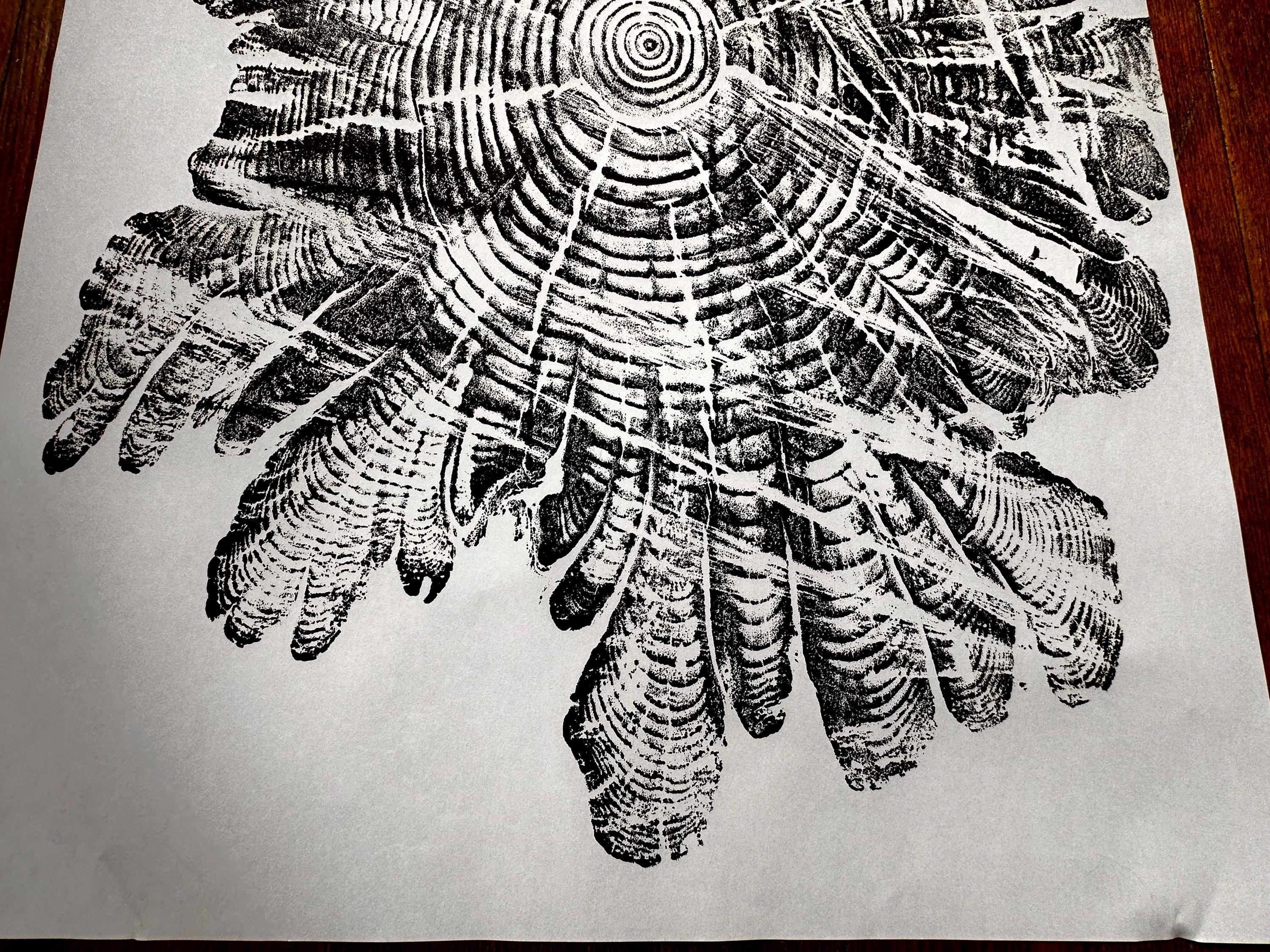 Handmade Hardwood Tree Print 18x24 with saw marks