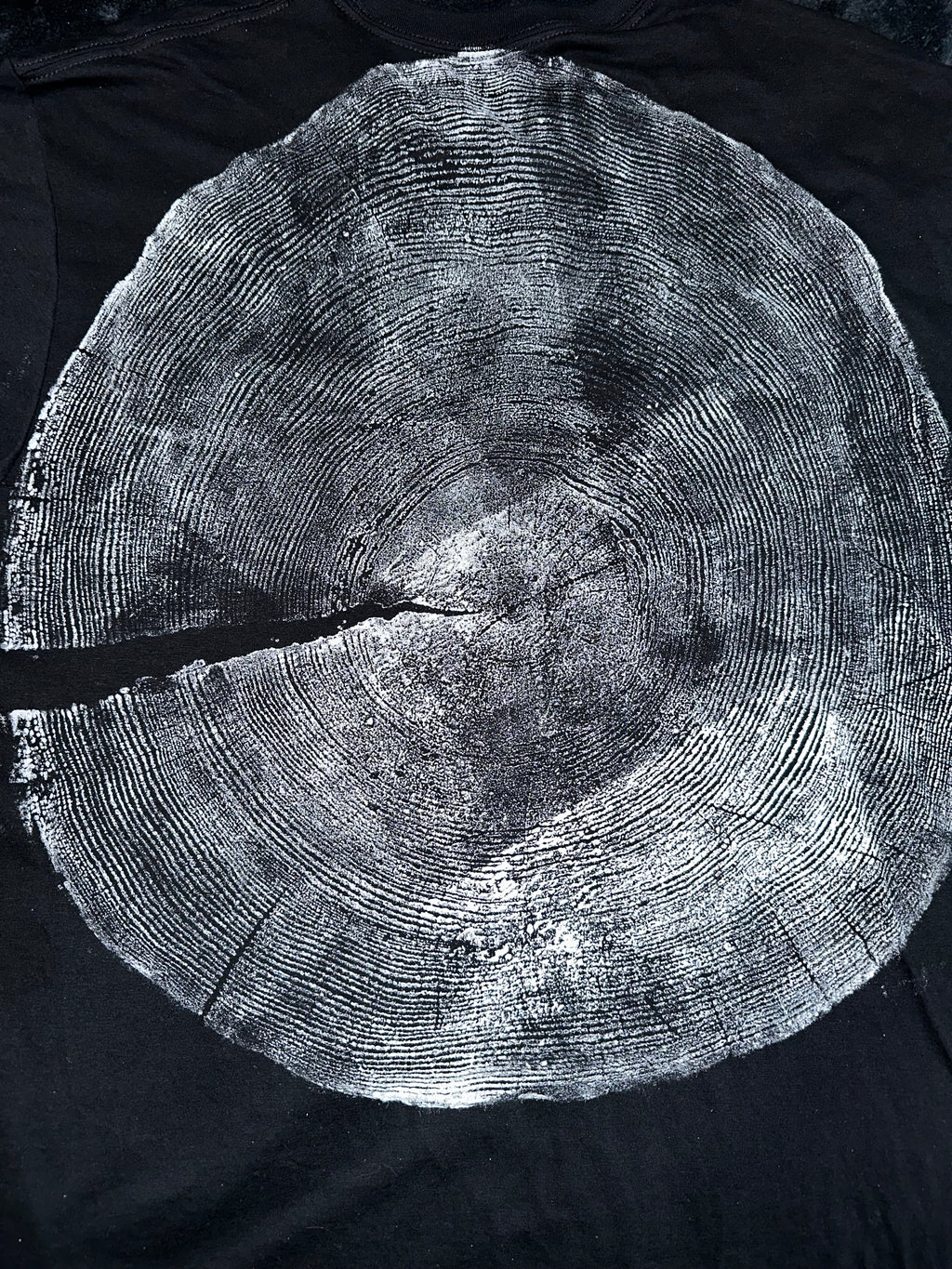 Ponderosa Pine T-Shirt Hand-pressed, Tree Ring Art, Black-XL