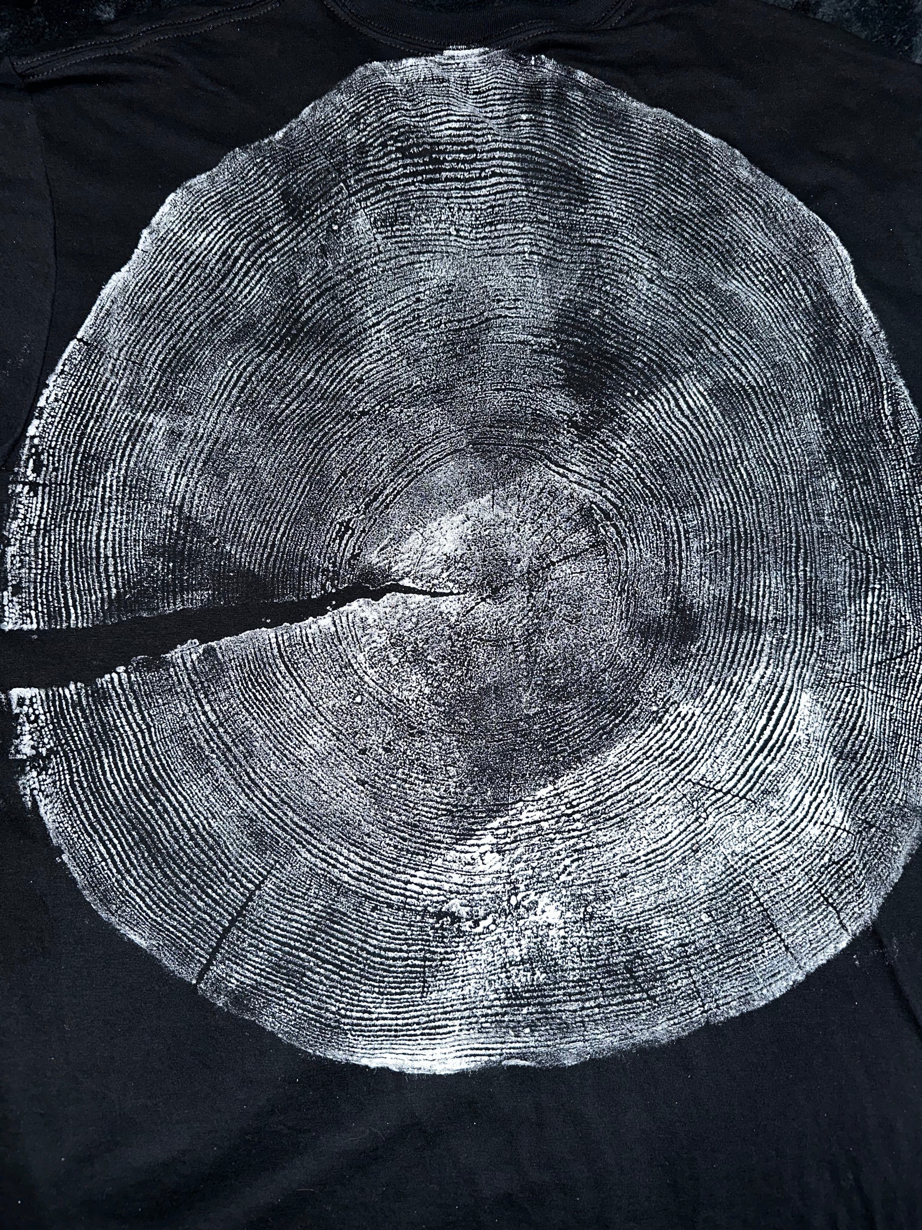 Ponderosa Pine T-Shirt Hand-pressed, Tree Ring Art, Black-XL