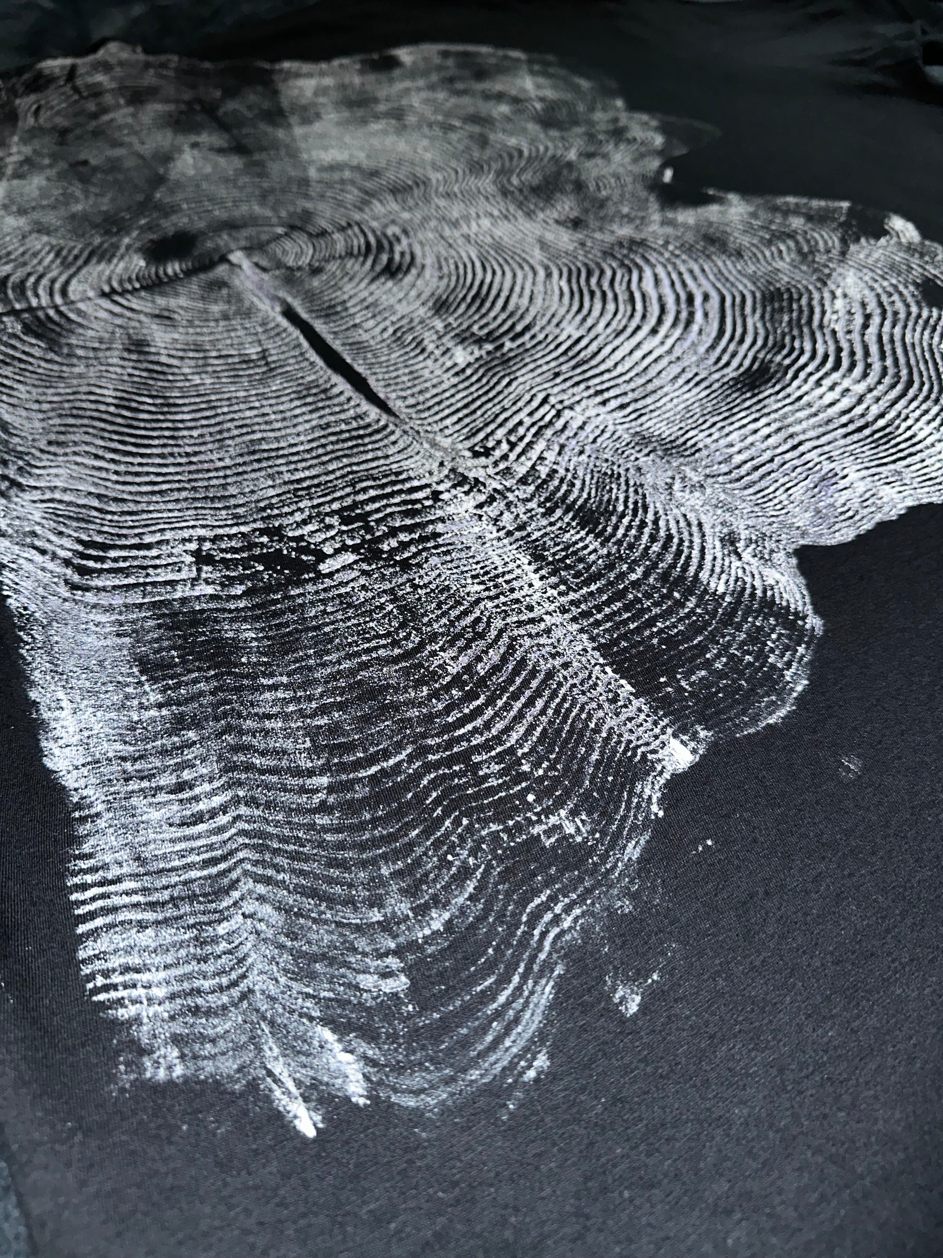 Red Cedar T-Shirt Hand-pressed, Tree Ring Art, Black-2XL