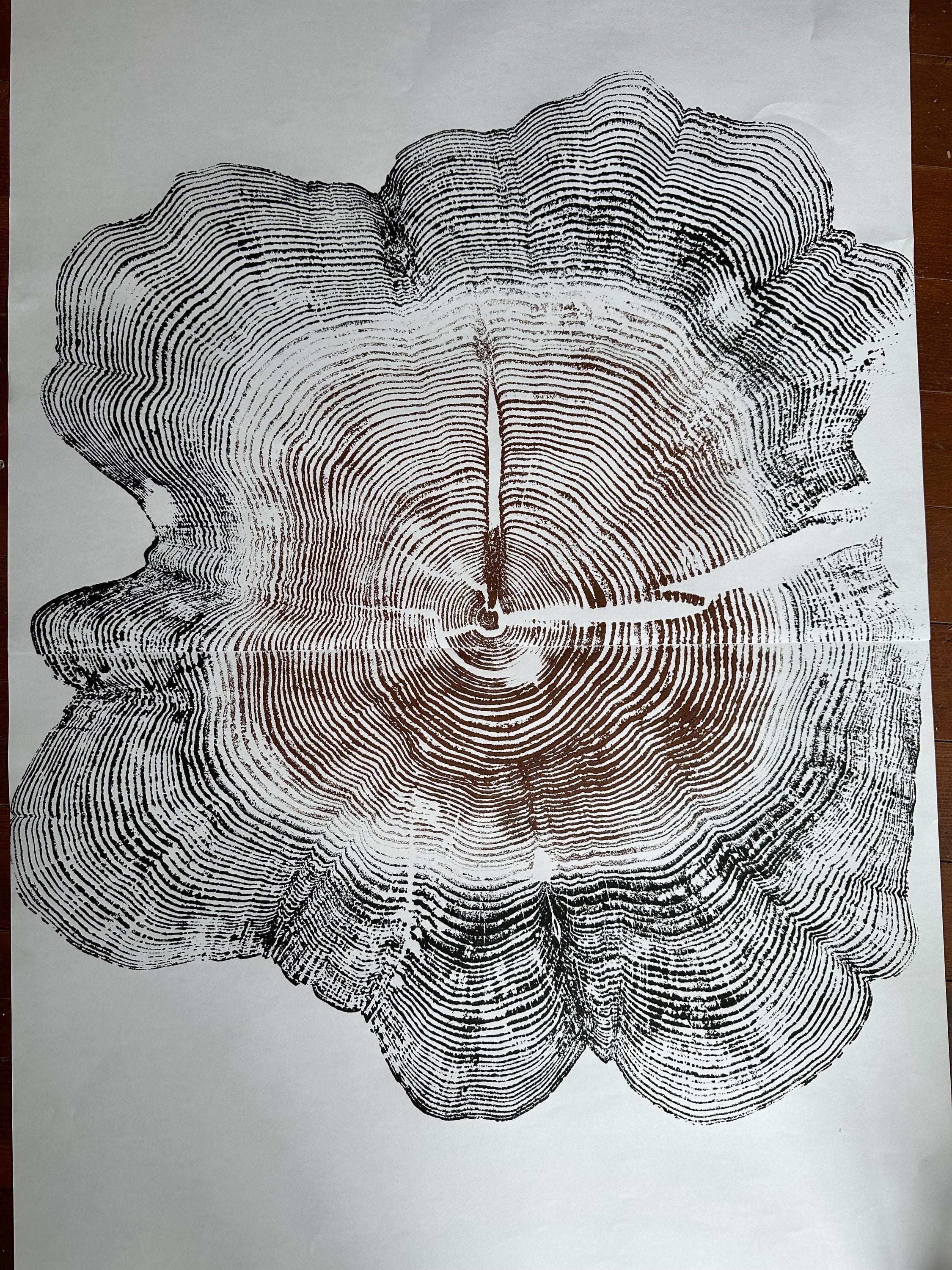 Handmade Big Red Cedar Tree Print 2-18x24s Reds