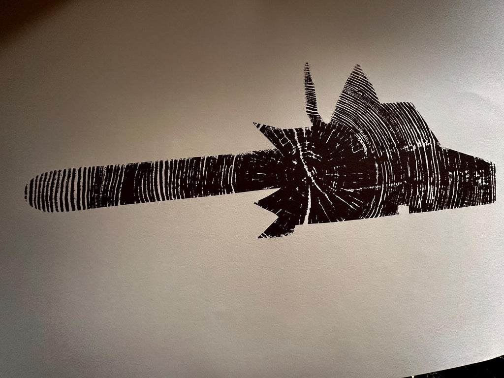 Handmade Ponderosa Pine Chainsaw Outline Tree Print 18x24
