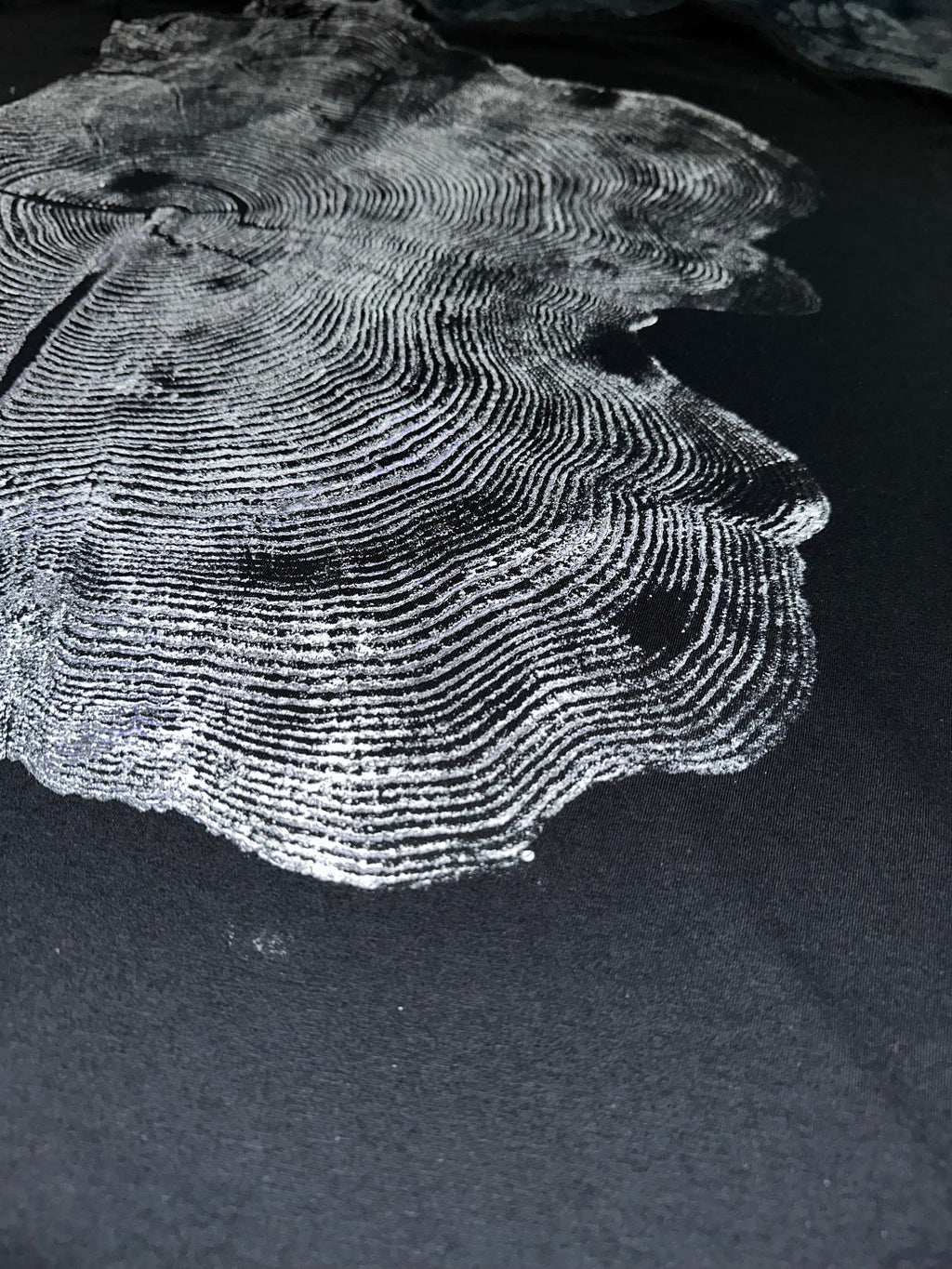 Red Cedar T-Shirt Hand-pressed, Tree Ring Art, Black-2XL