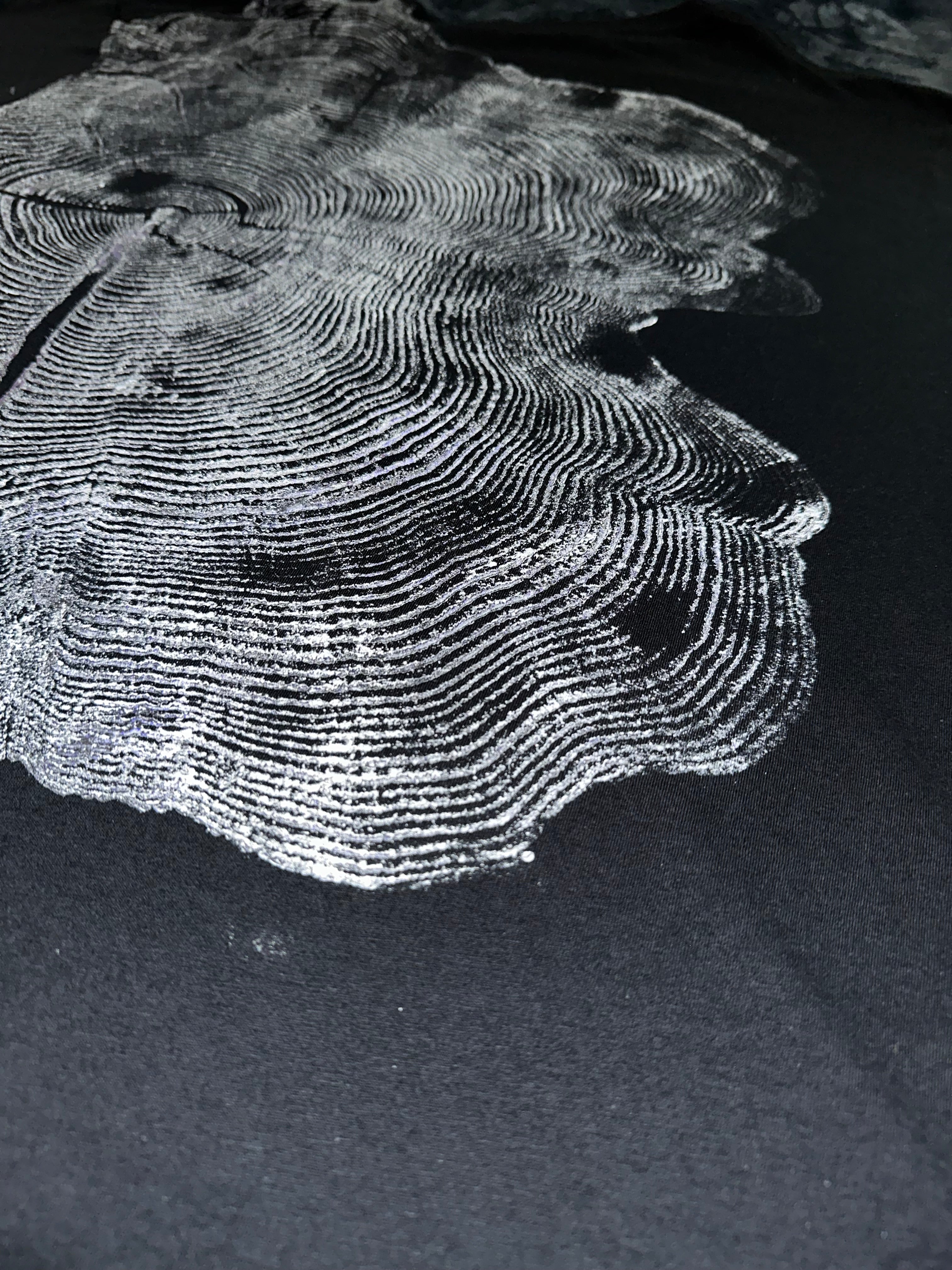 Red Cedar T-Shirt Hand-pressed, Tree Ring Art, Black-2XL