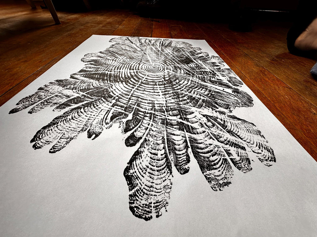 Handmade Hardwood Tree Print 18x24 with saw marks