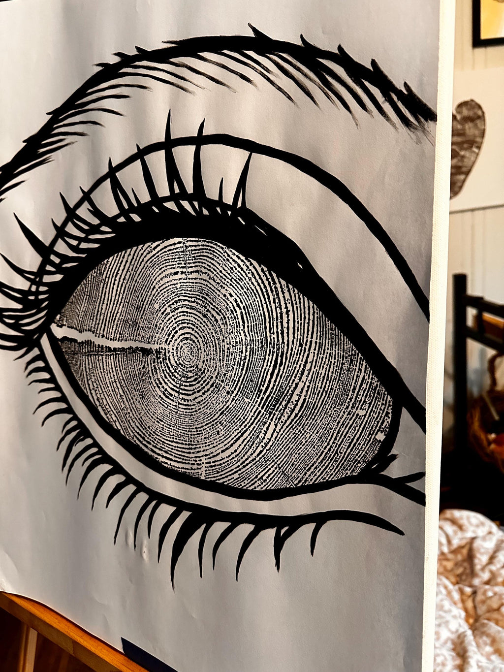 Redwood Tree Ring Eye-Ball Print 18x24 (Original Handmade)