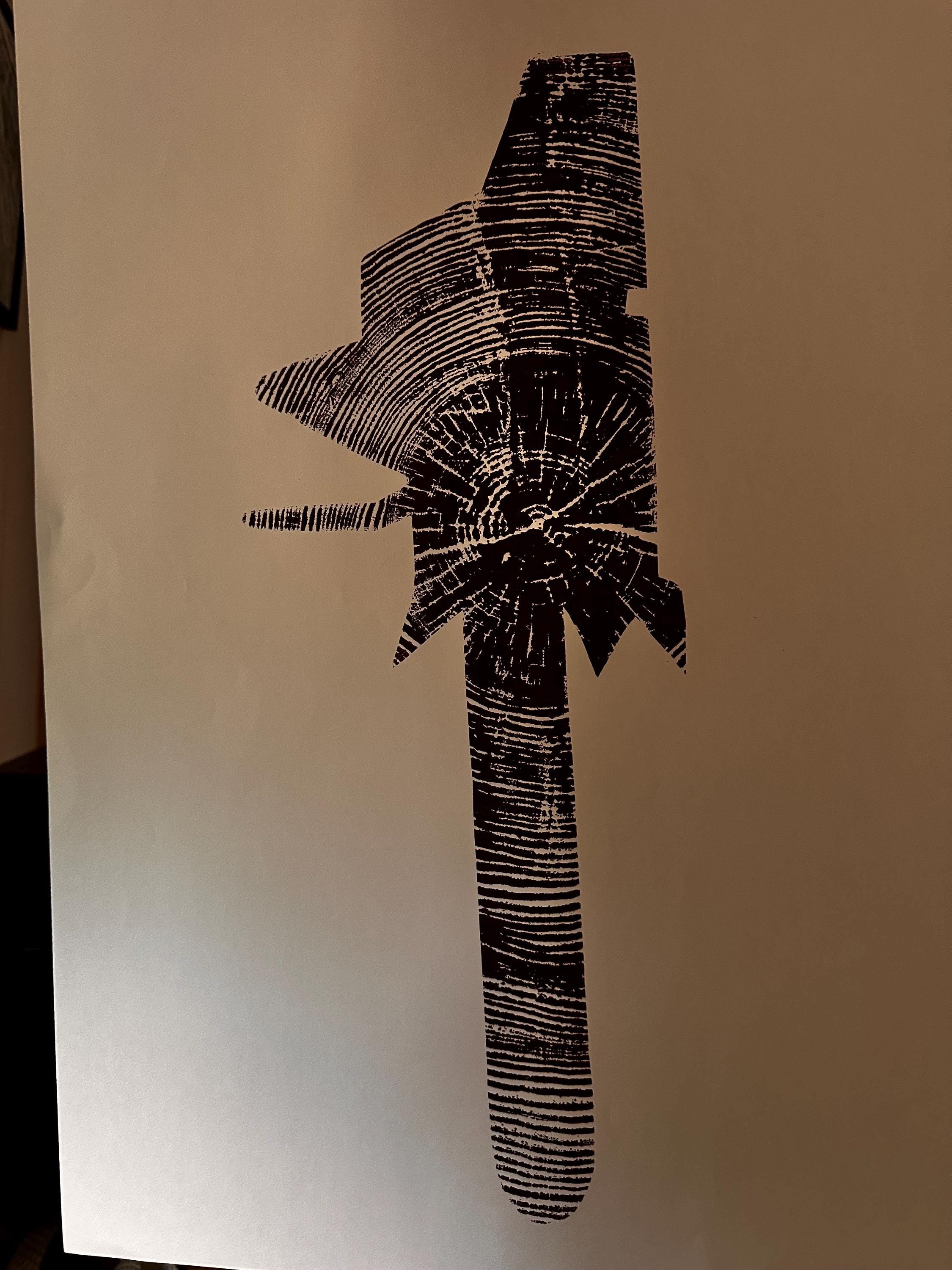 Handmade Ponderosa Pine Chainsaw Outline Tree Print 18x24