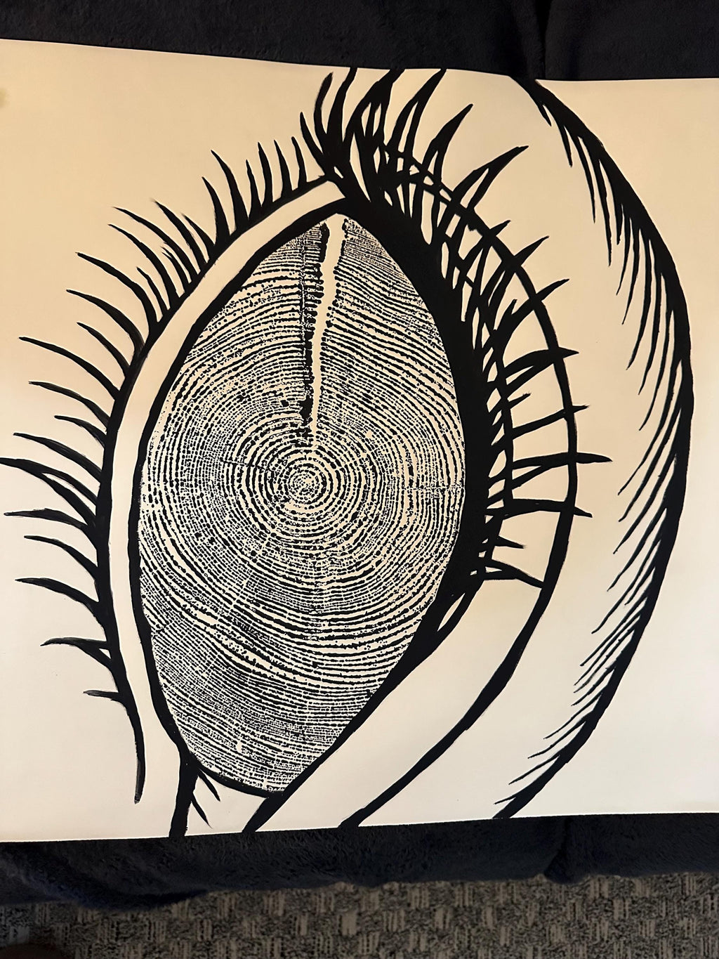 Redwood Tree Ring Eye-Ball Print 18x24 (Original Handmade)