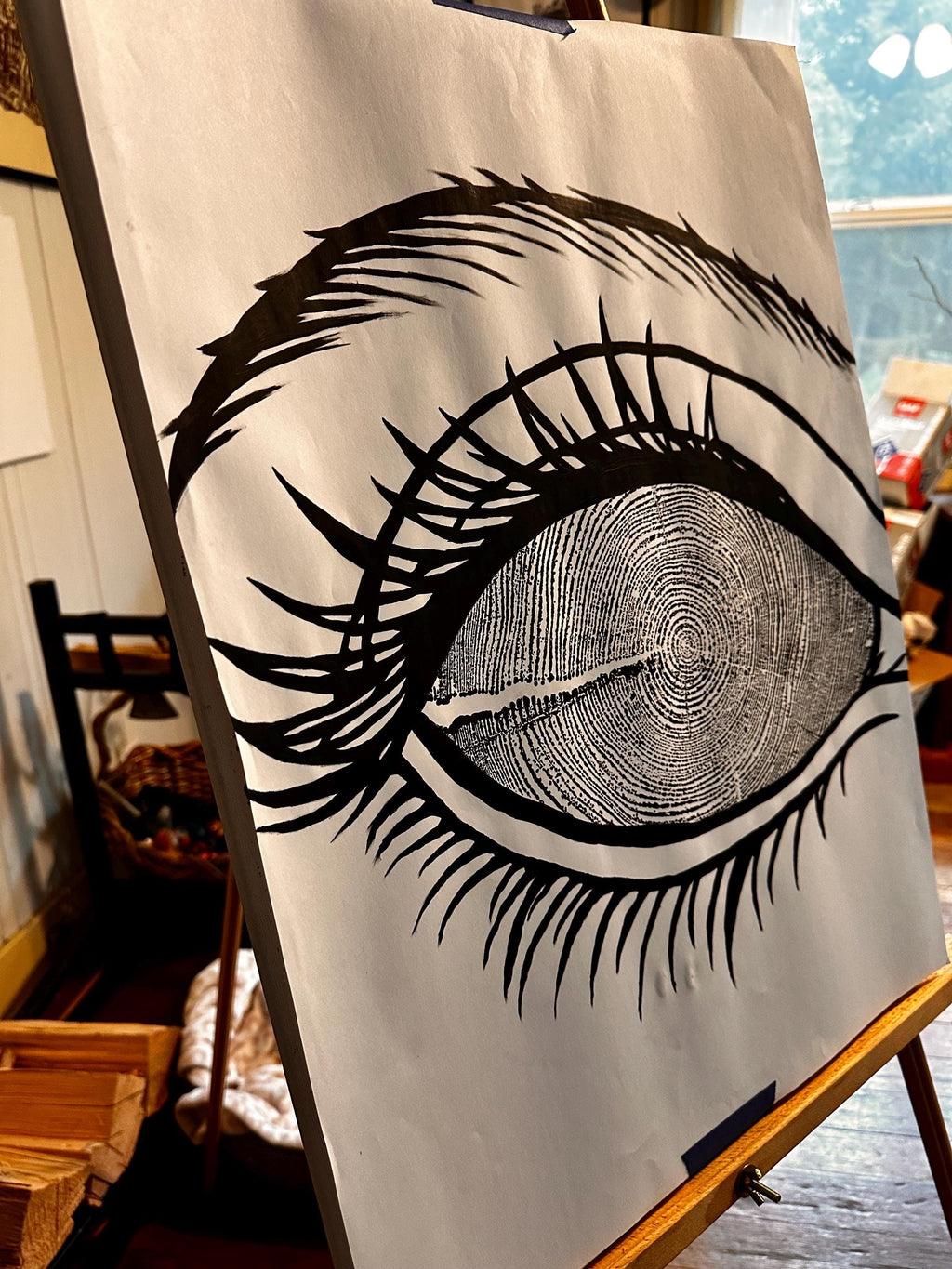 Redwood Tree Ring Eye-Ball Print 18x24 (Original Handmade)