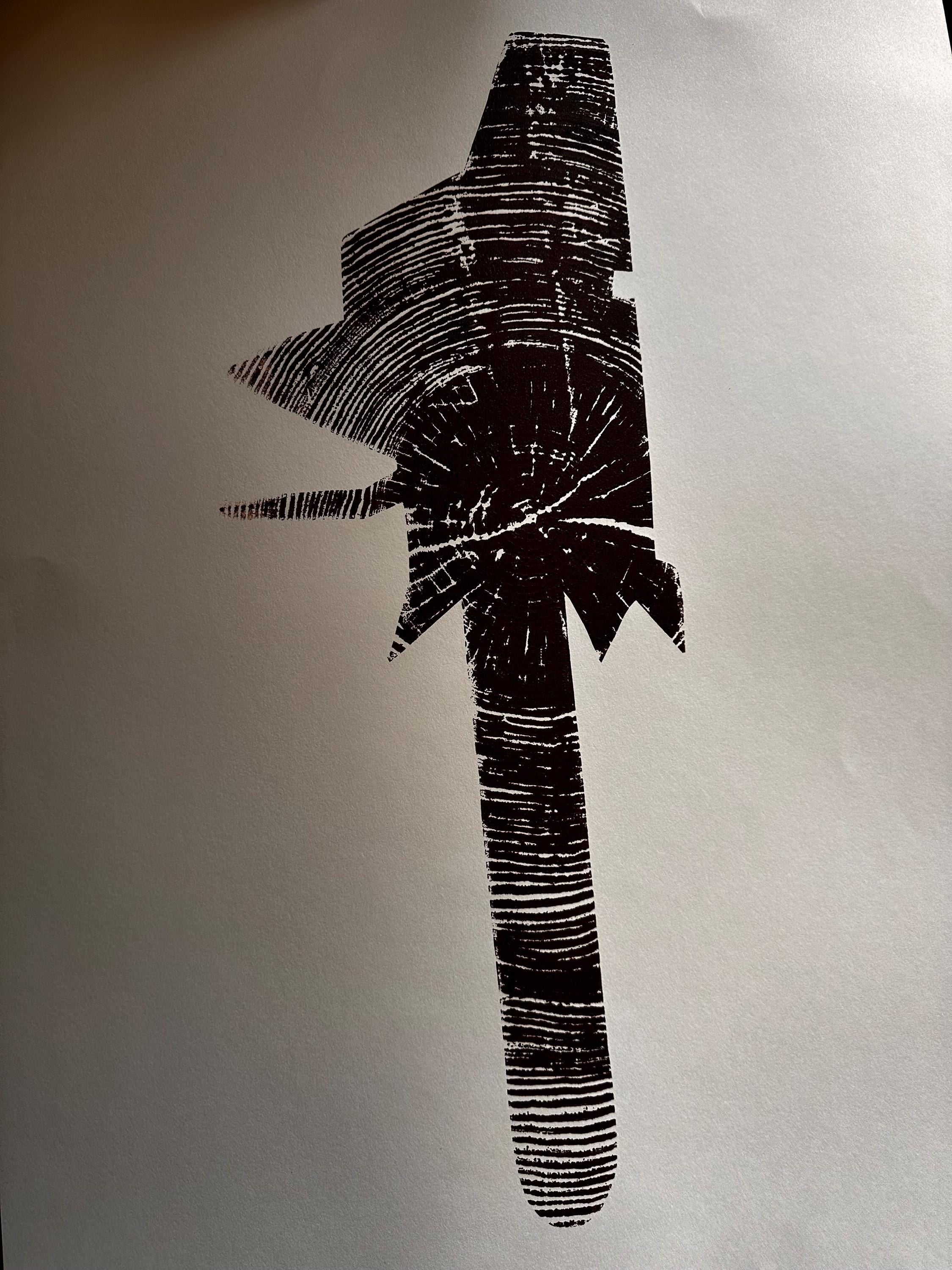 Handmade Ponderosa Pine Chainsaw Outline Tree Print 18x24