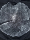 Ponderosa Pine Hoodie Hand-pressed, Tree Ring Art, Black-XL