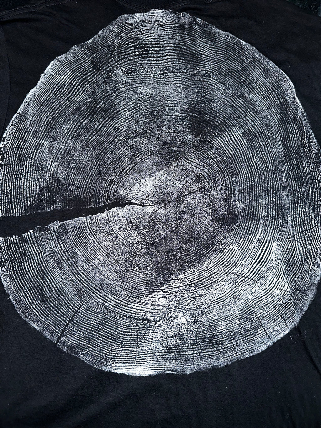 Ponderosa Pine T-Shirt Hand-pressed, Tree Ring Art, Black-XL