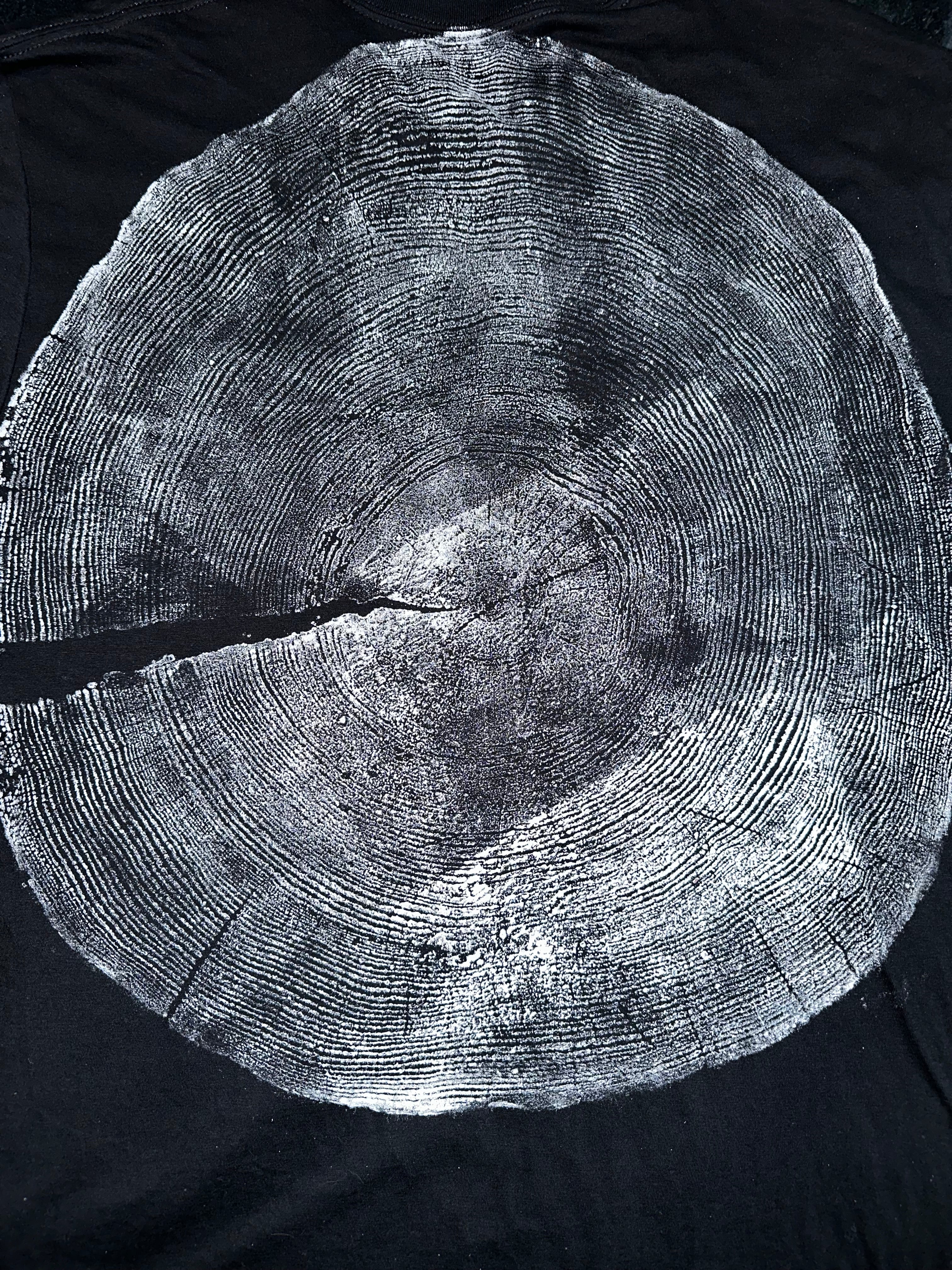 Ponderosa Pine T-Shirt Hand-pressed, Tree Ring Art, Black-XL