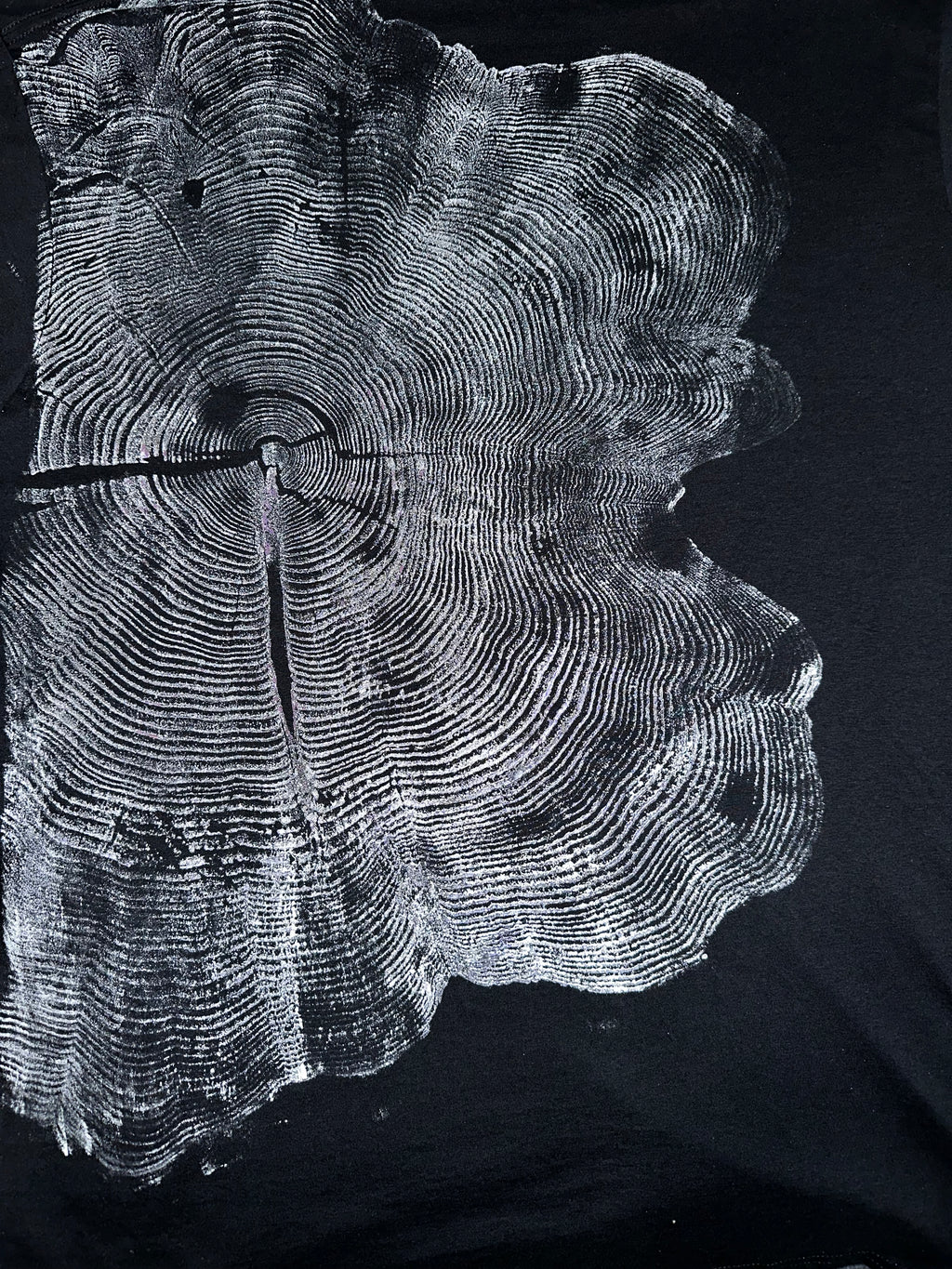Red Cedar T-Shirt Hand-pressed, Tree Ring Art, Black-2XL