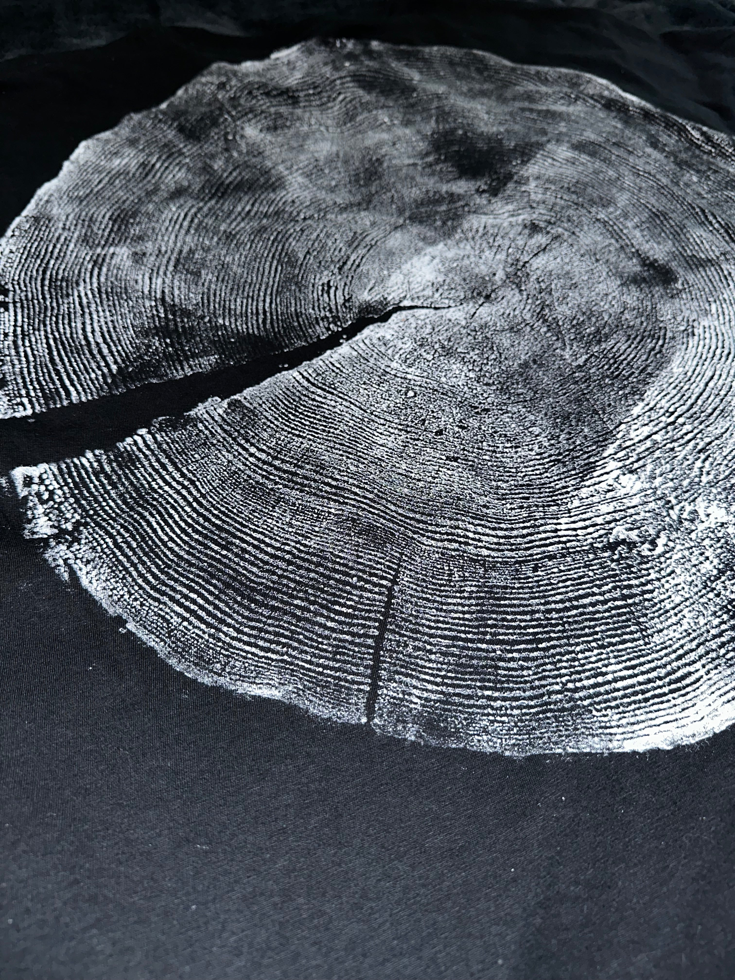 Ponderosa Pine T-Shirt Hand-pressed, Tree Ring Art, Black-XL