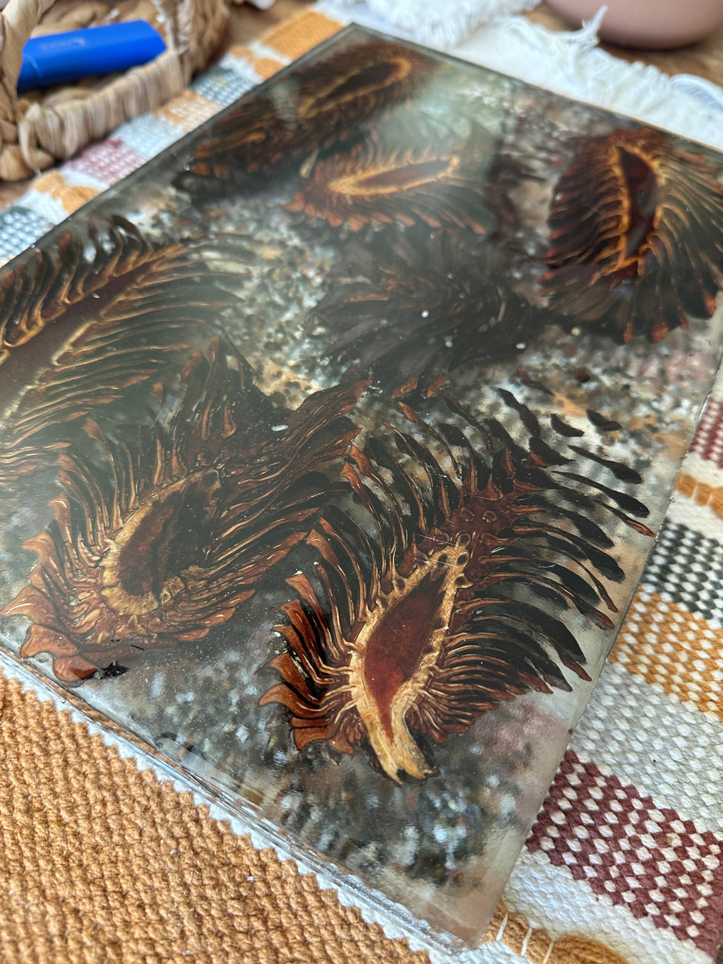 Pinecone Epoxy Center Piece, Book shelf stand, wall or desk decor nature