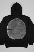 Coastal Redwood Hoodie Hand-pressed, Tree Ring Art, Black-Medium