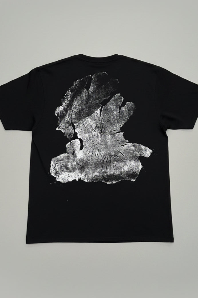 Olive Wood T-shirt Hand-pressed, Tree Ring Art, Black-Large