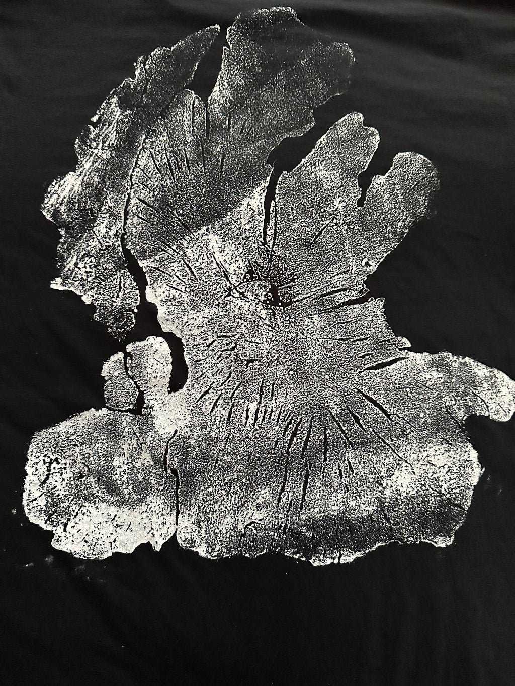 Olive Wood T-shirt Hand-pressed, Tree Ring Art, Black-Large