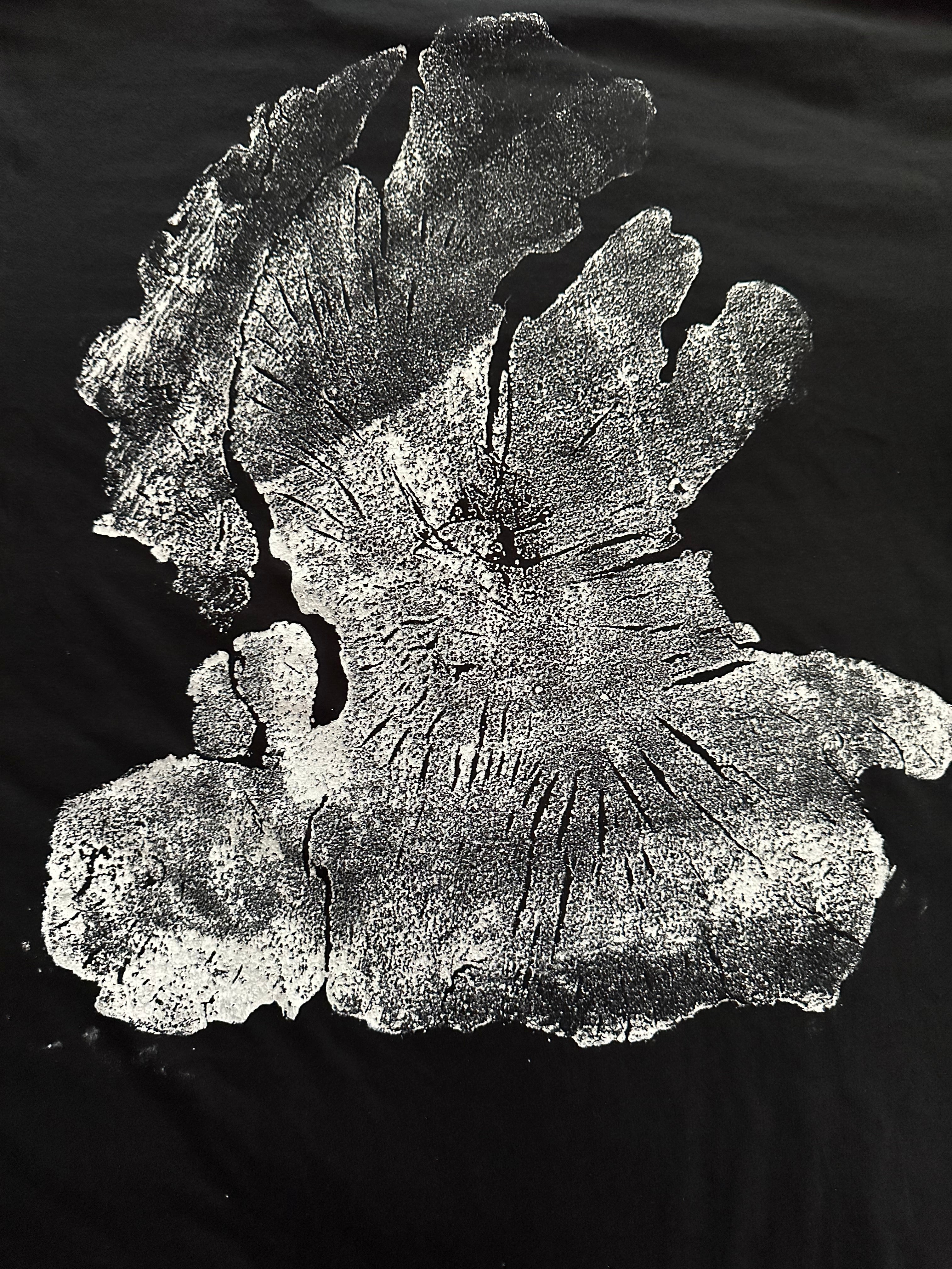 Olive Wood T-shirt Hand-pressed, Tree Ring Art, Black-Large