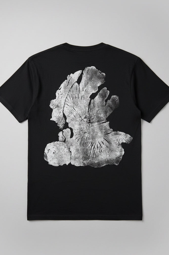 Olive Wood T-shirt Hand-pressed, Tree Ring Art, Black-Medium