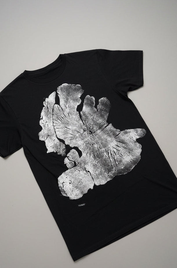 Olive Wood T-shirt Hand-pressed, Tree Ring Art, Black-Medium