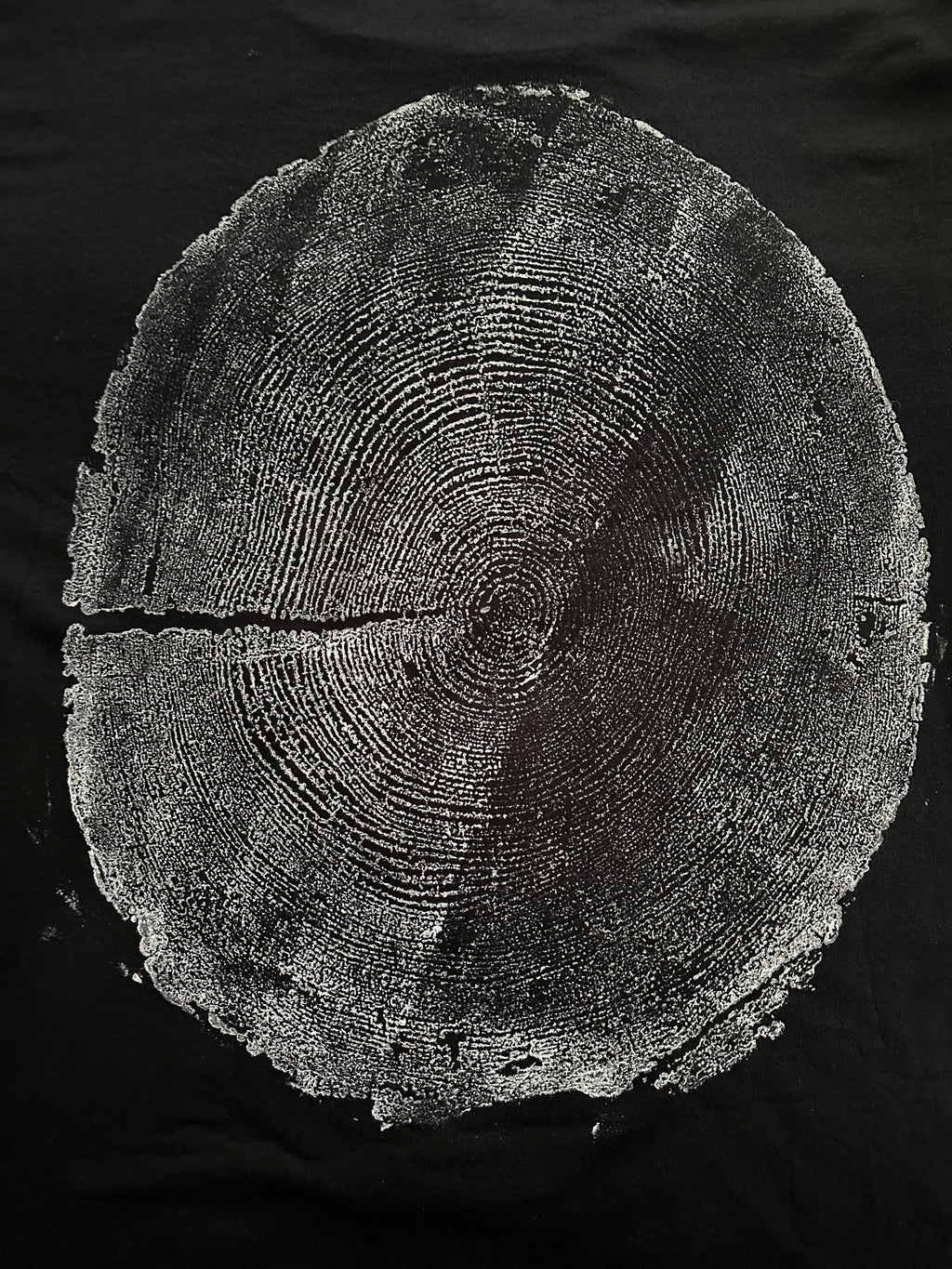 Coastal Redwood T-shirt Hand-pressed, Tree Ring Art, Black-Large