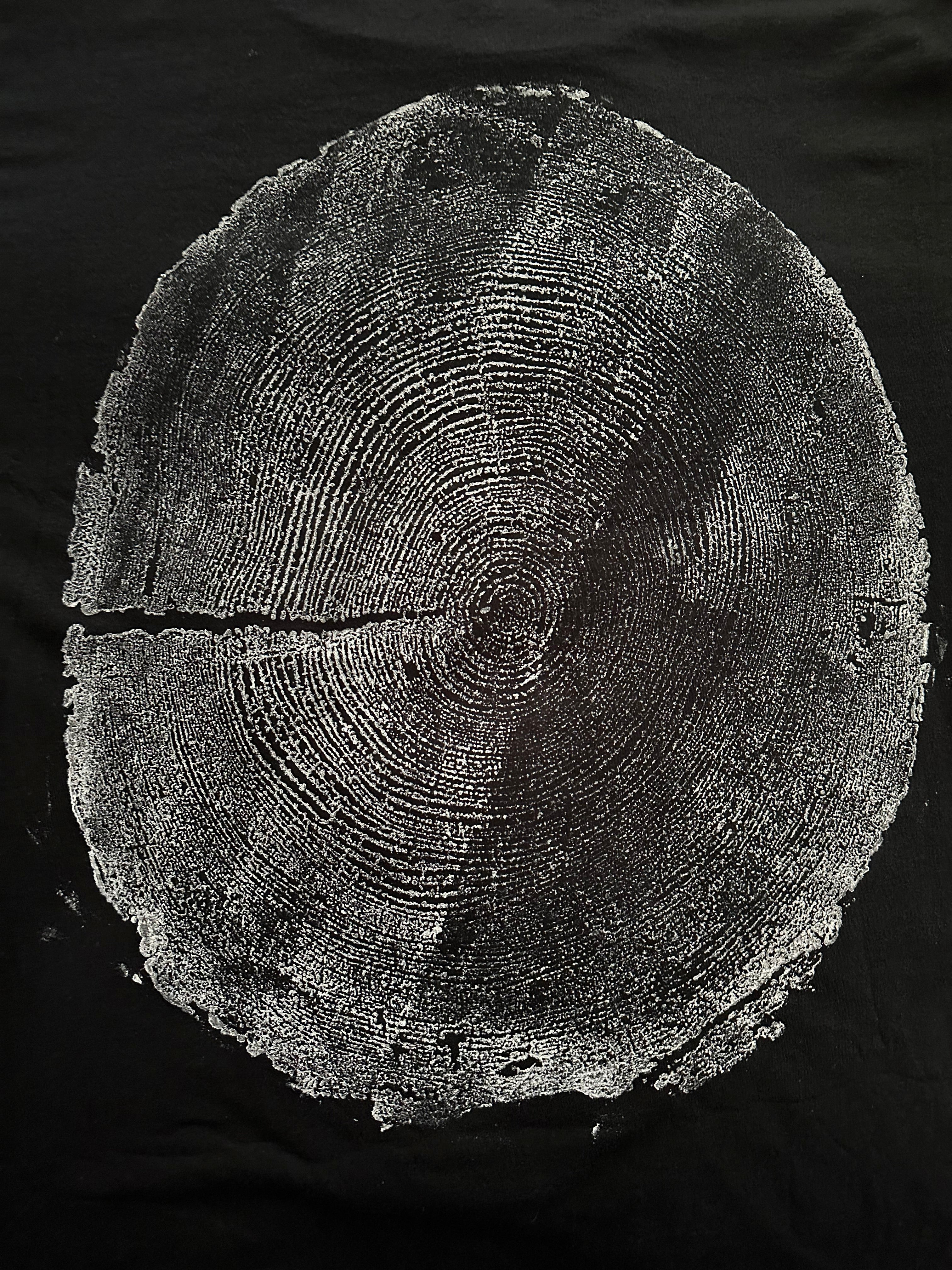 Coastal Redwood T-shirt Hand-pressed, Tree Ring Art, Black-Large
