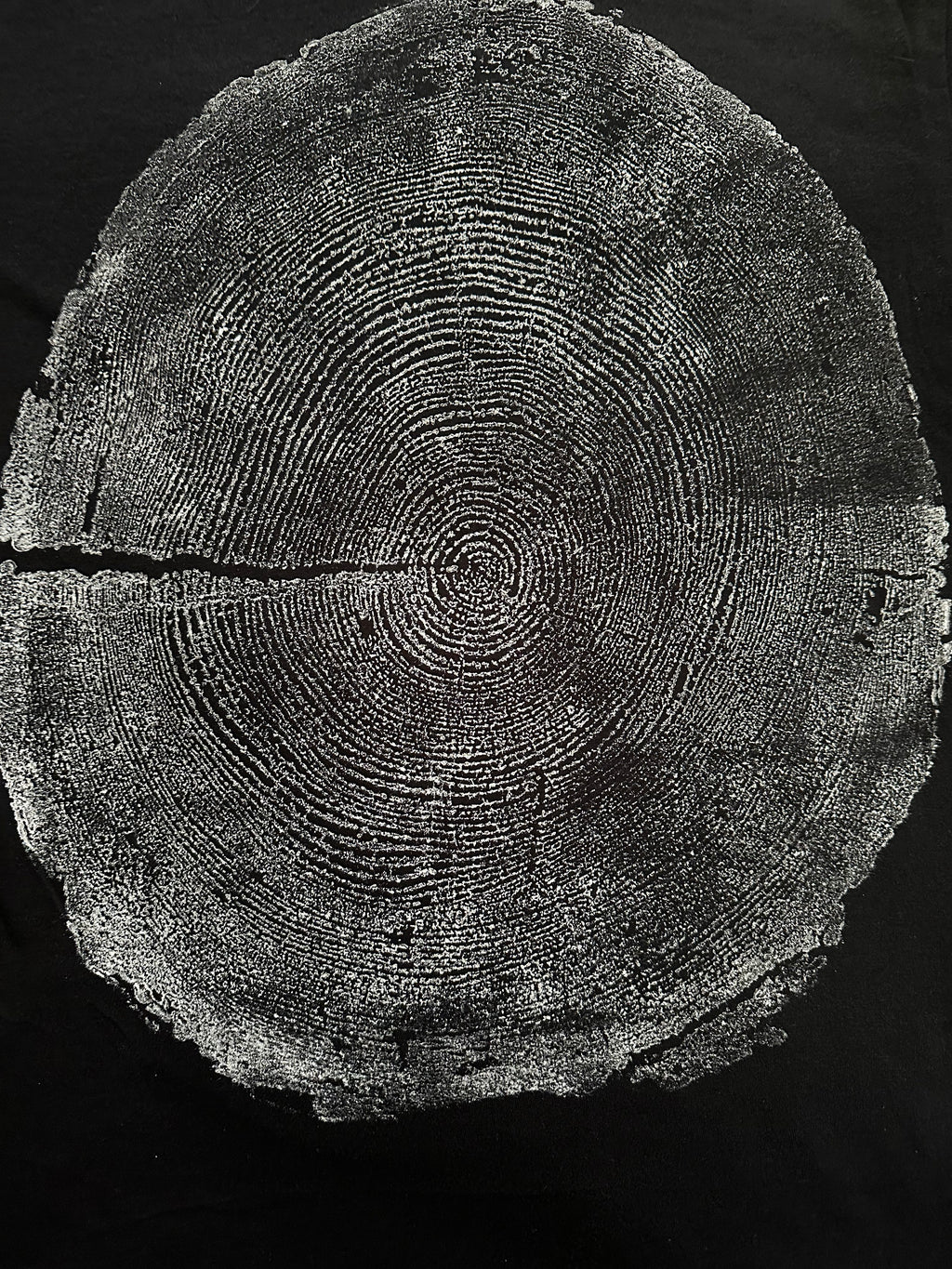 Coastal Redwood T-shirt Hand-pressed, Tree Ring Art, Black-Medium