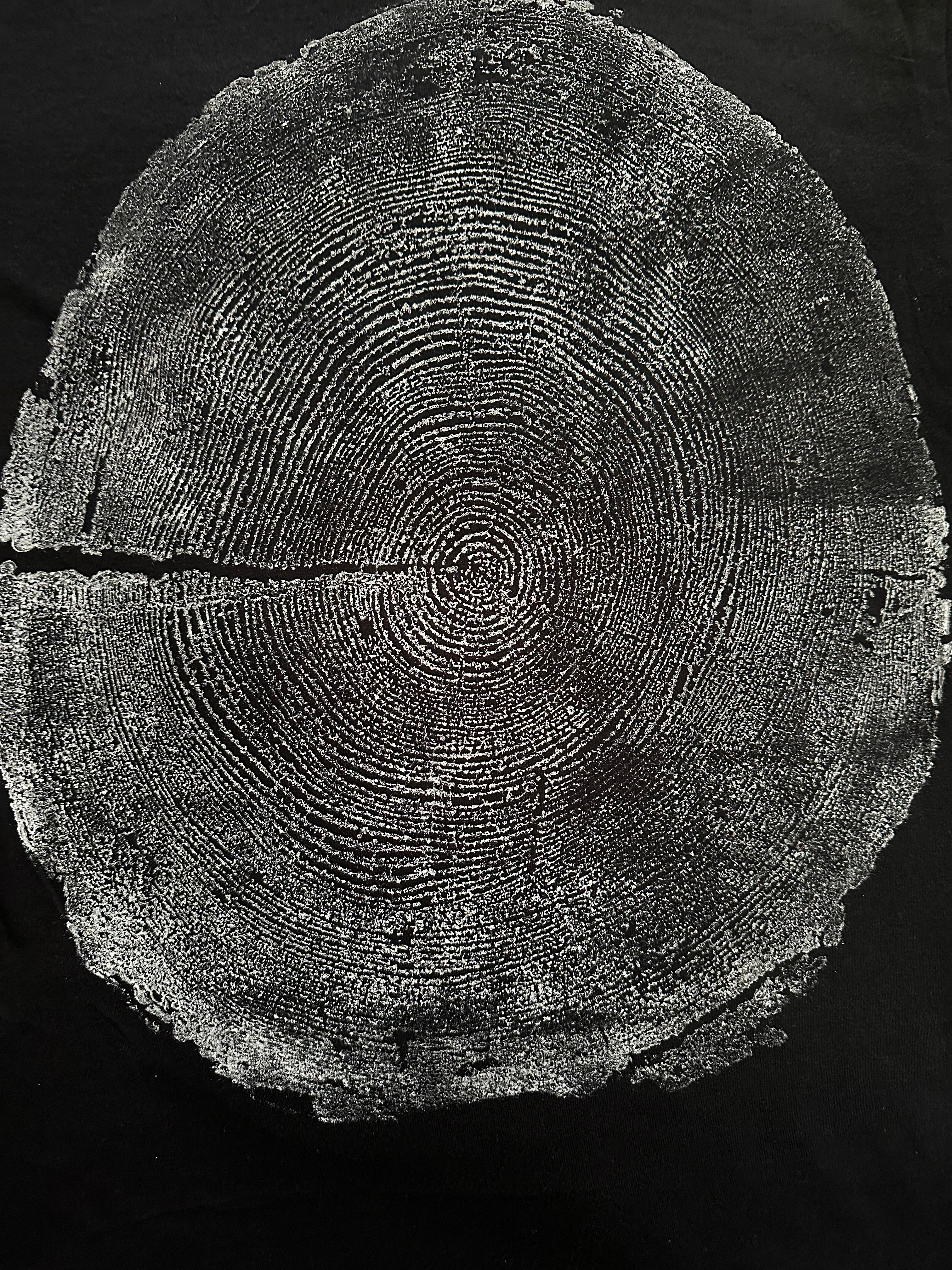 Coastal Redwood T-shirt Hand-pressed, Tree Ring Art, Black-Medium