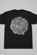 Coastal Pine T-shirt Hand-pressed, Tree Ring Art, Black-Medium