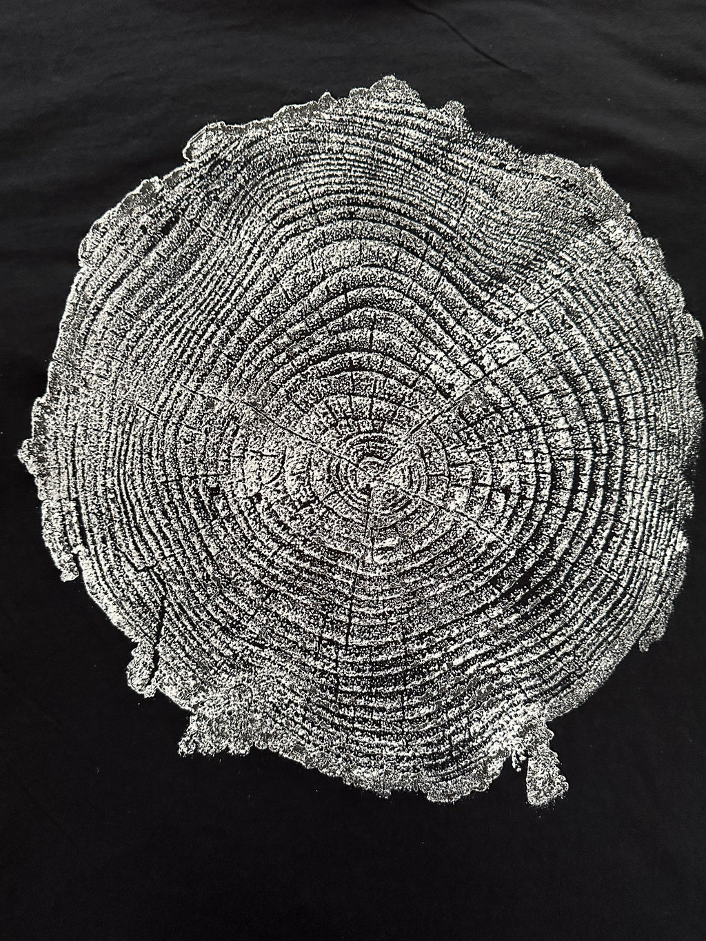 Coastal Pine T-shirt Hand-pressed, Tree Ring Art, Black-Medium