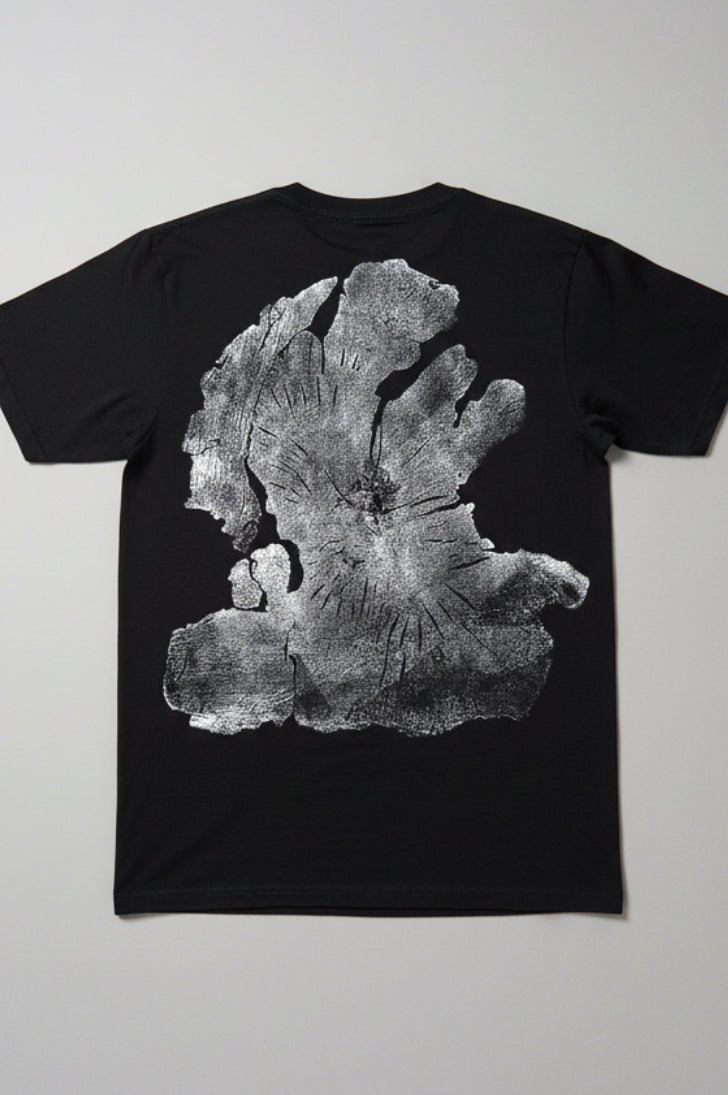 Olive Wood T-shirt Hand-pressed, Tree Ring Art, Black-Small