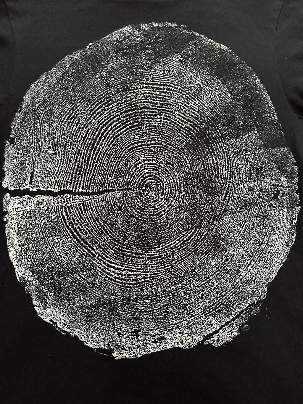 Coastal Redwood T-shirt Hand-pressed, Tree Ring Art, Black-Small