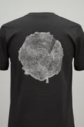 Coastal Pine T-shirt Hand-pressed, Tree Ring Art, Black-Small