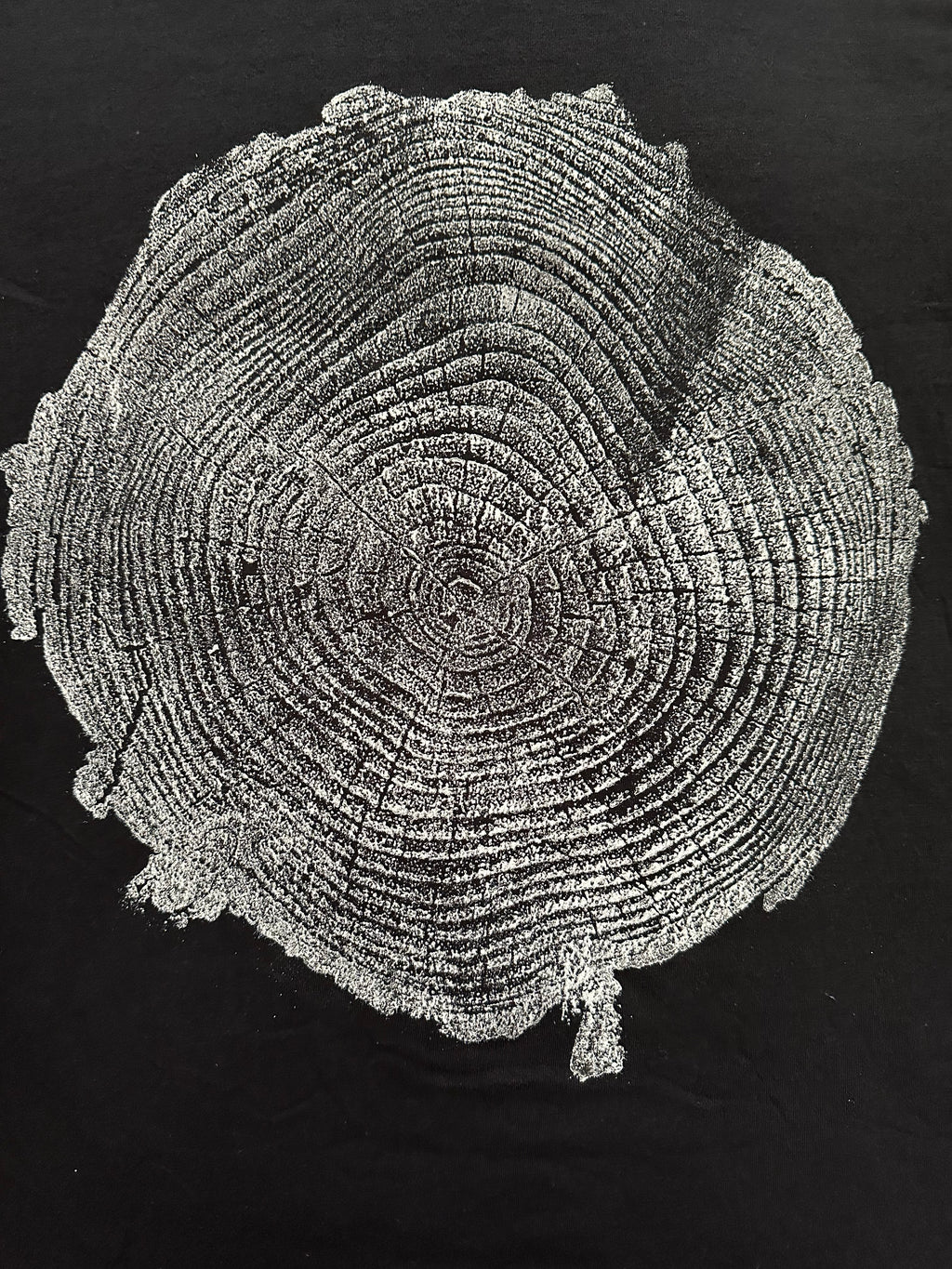 Coastal Pine T-shirt Hand-pressed, Tree Ring Art, Black-Small