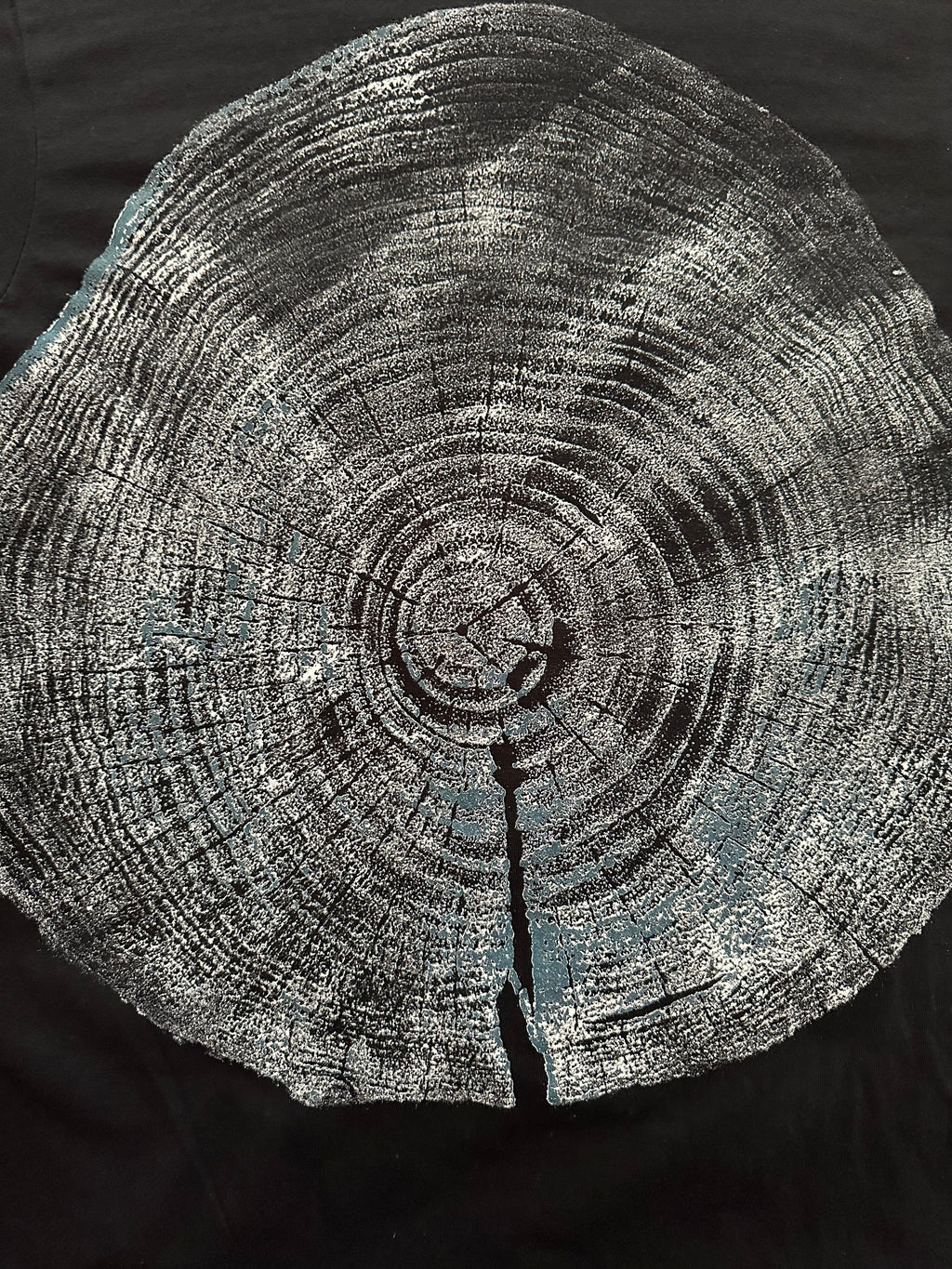 Coastal Pine T-shirt Hand-pressed, Tree Ring Art, Black-Small