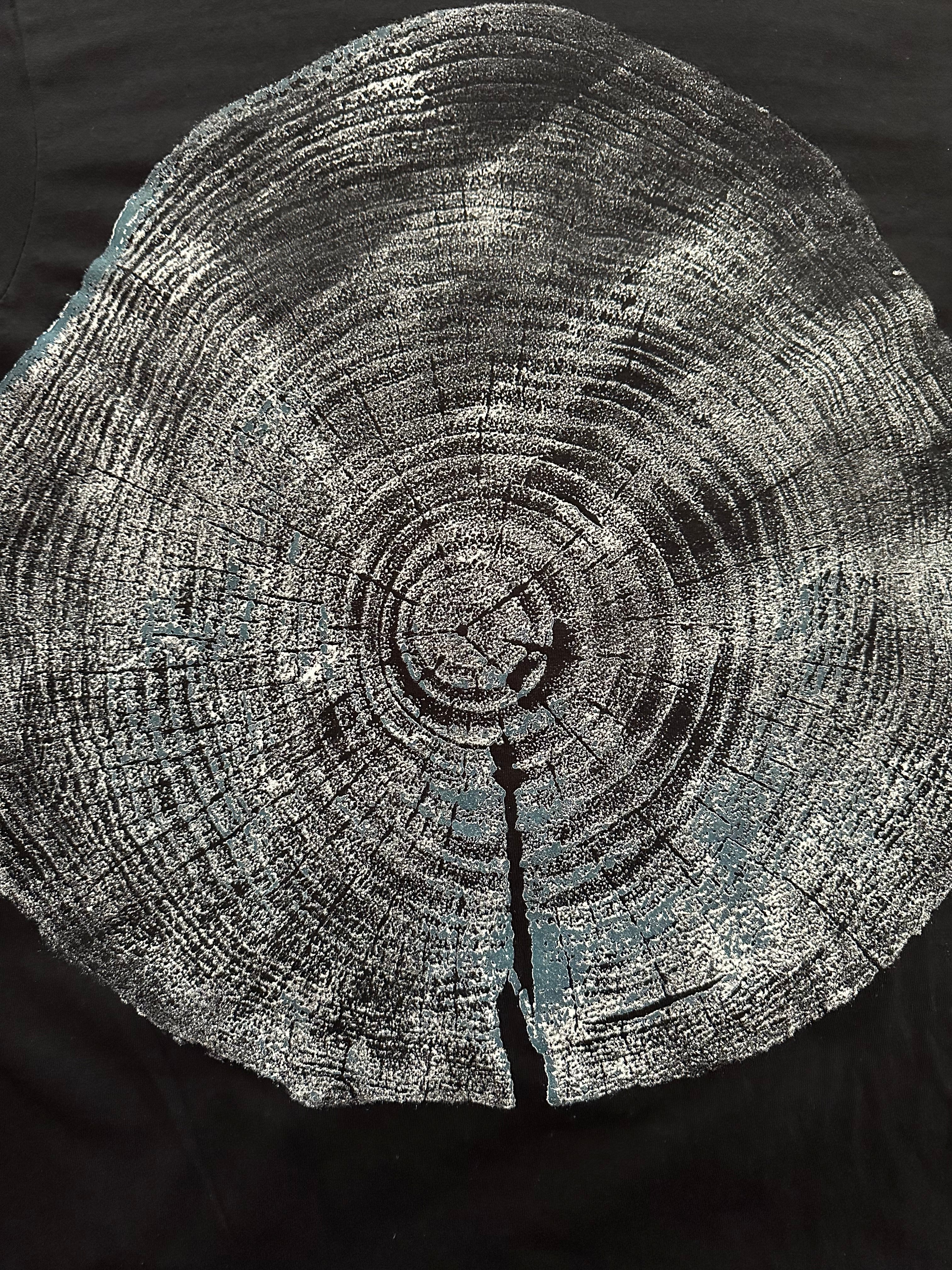 Coastal Pine T-shirt Hand-pressed, Tree Ring Art, Black-Small