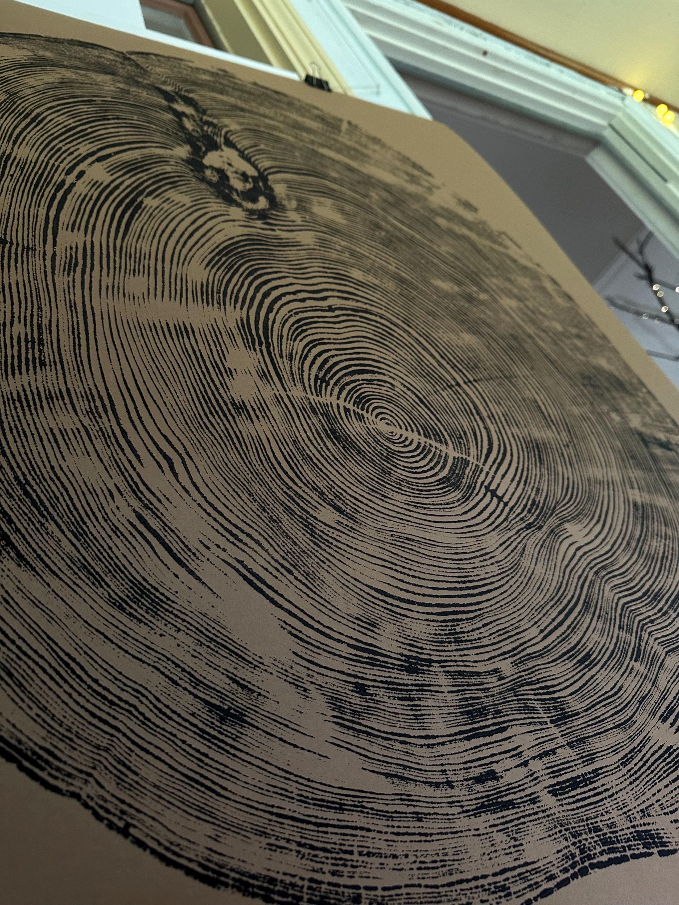 Handmade Big Redwood Tree Print 32x40 Brown