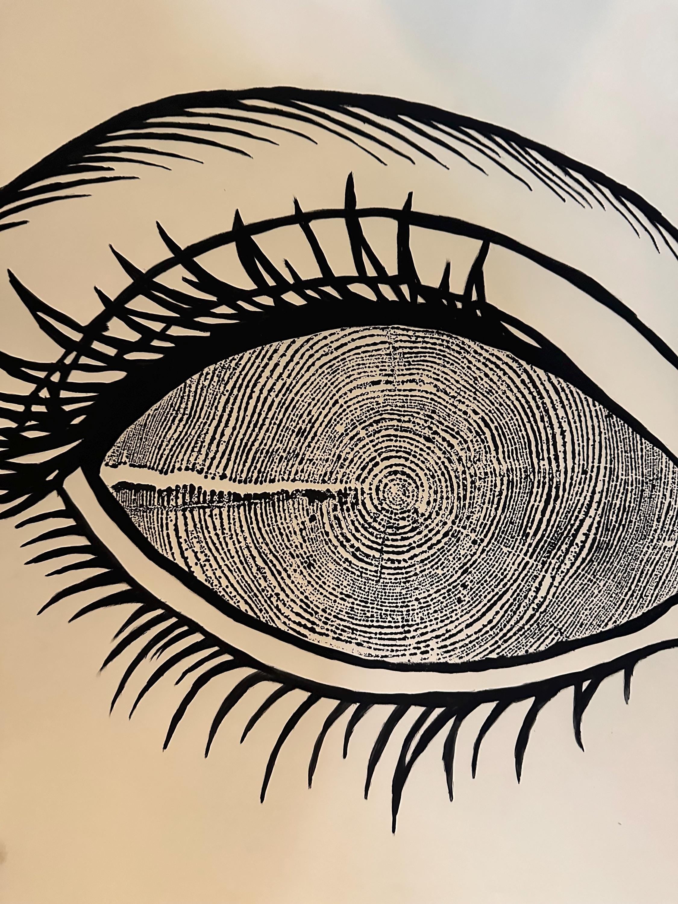 Redwood Tree Ring Eye-Ball Print 18x24 (Original Handmade)