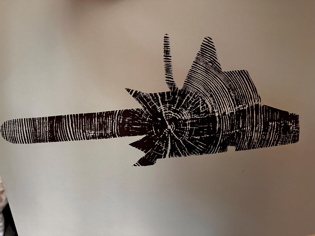Handmade Ponderosa Pine Chainsaw Outline Tree Print 18x24