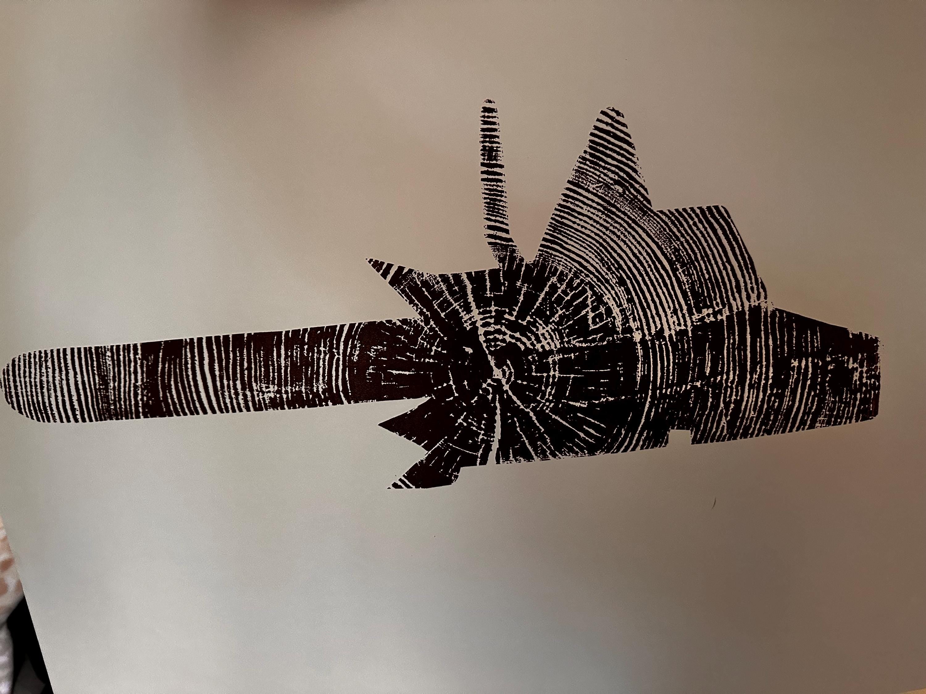 Handmade Ponderosa Pine Chainsaw Outline Tree Print 18x24