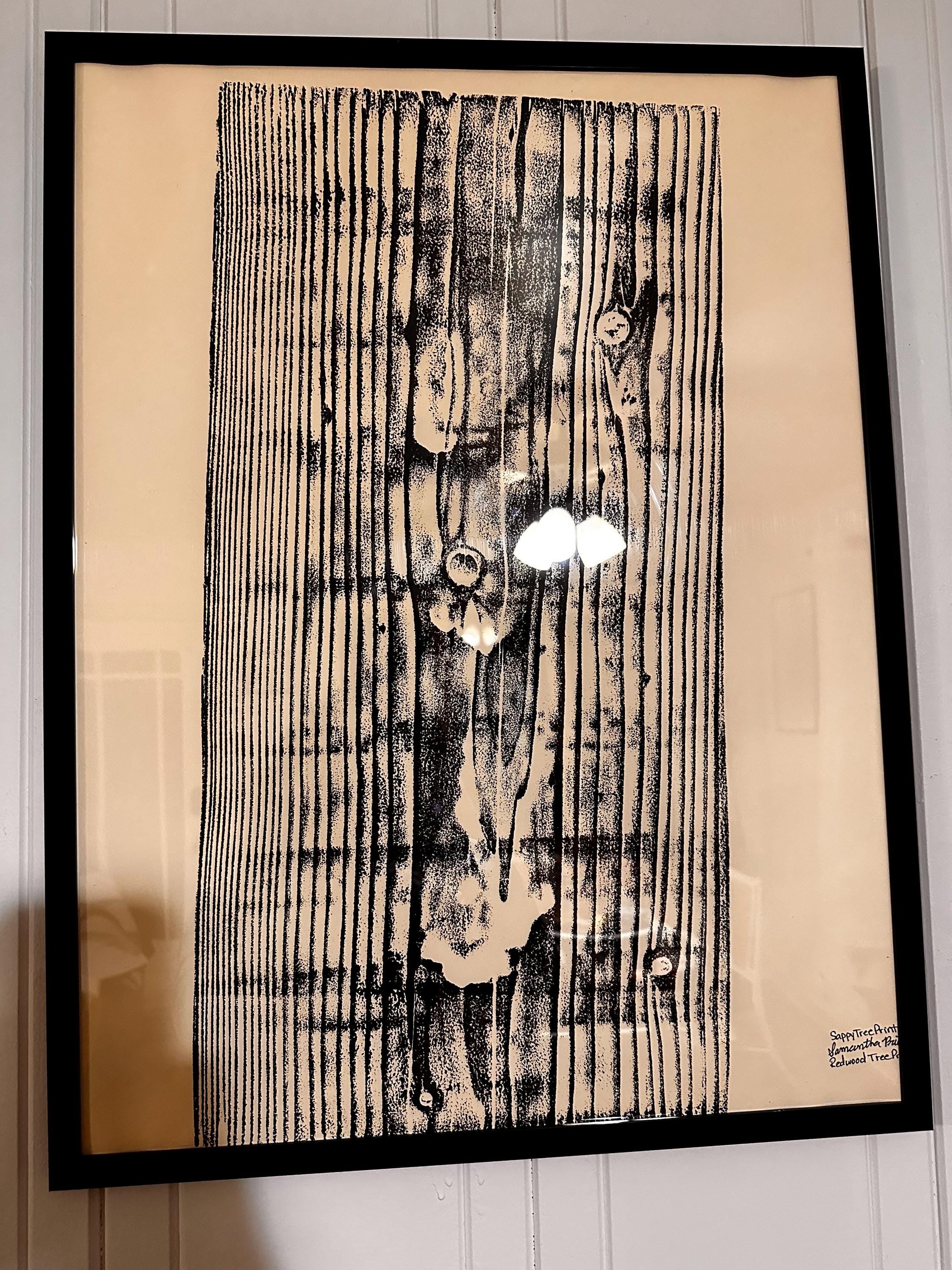 Handmade Redwood Relief Print, 18x24 (with grain)